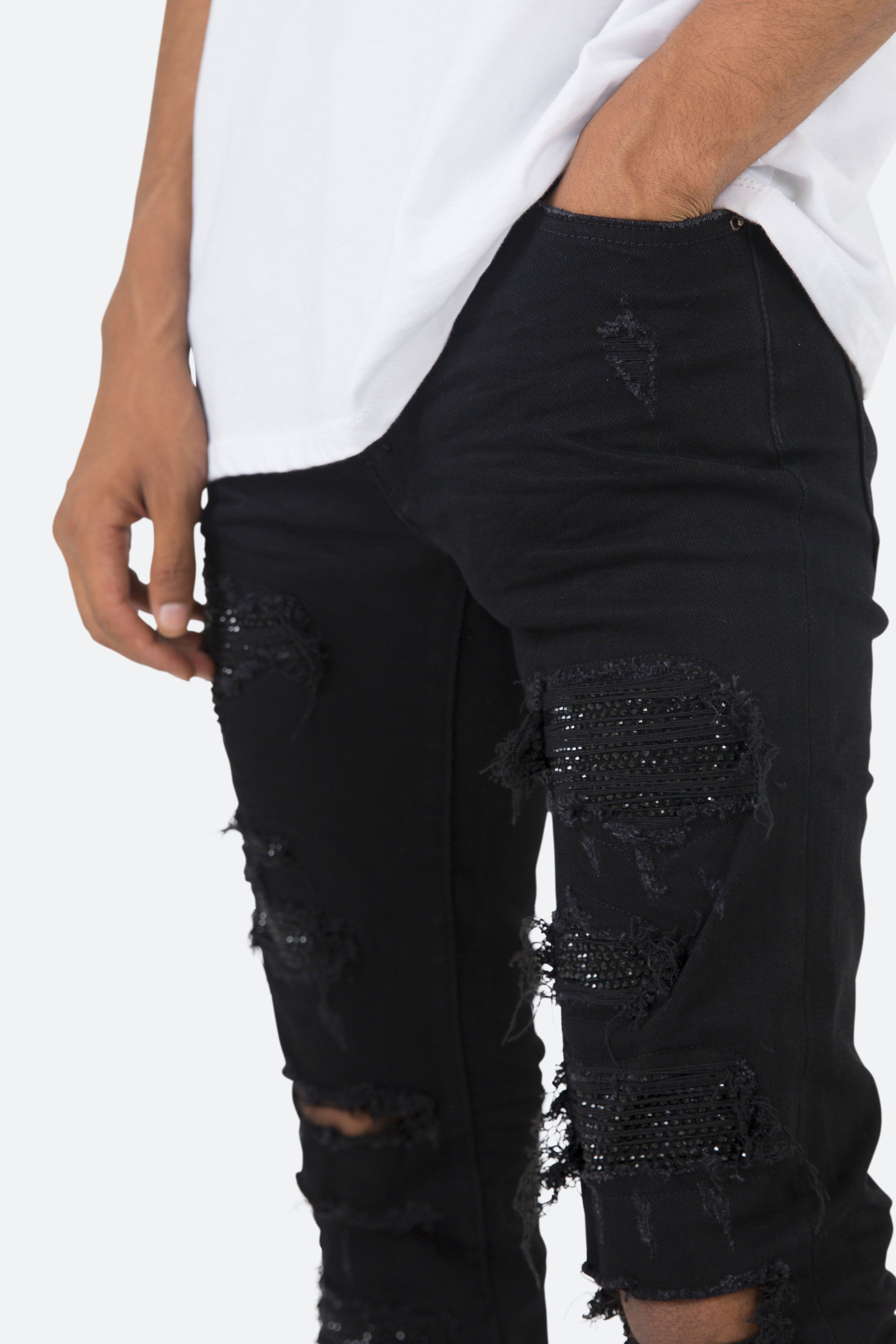 X201 Rhinestone Skinny Denim - Black sold by MNML product image thumbnail 2