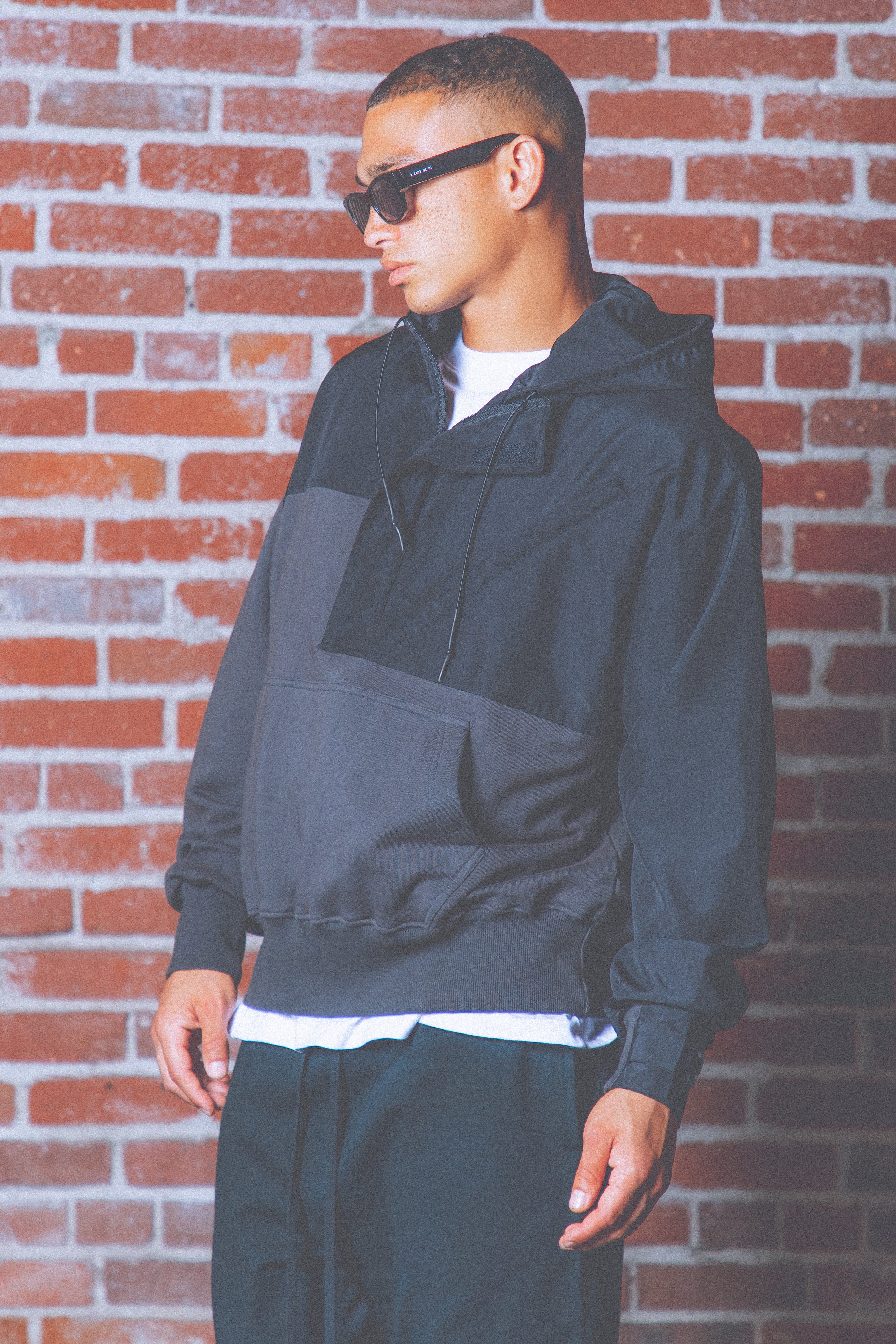Hooded Nylon Pullover - Black sold by MNML product image thumbnail 2
