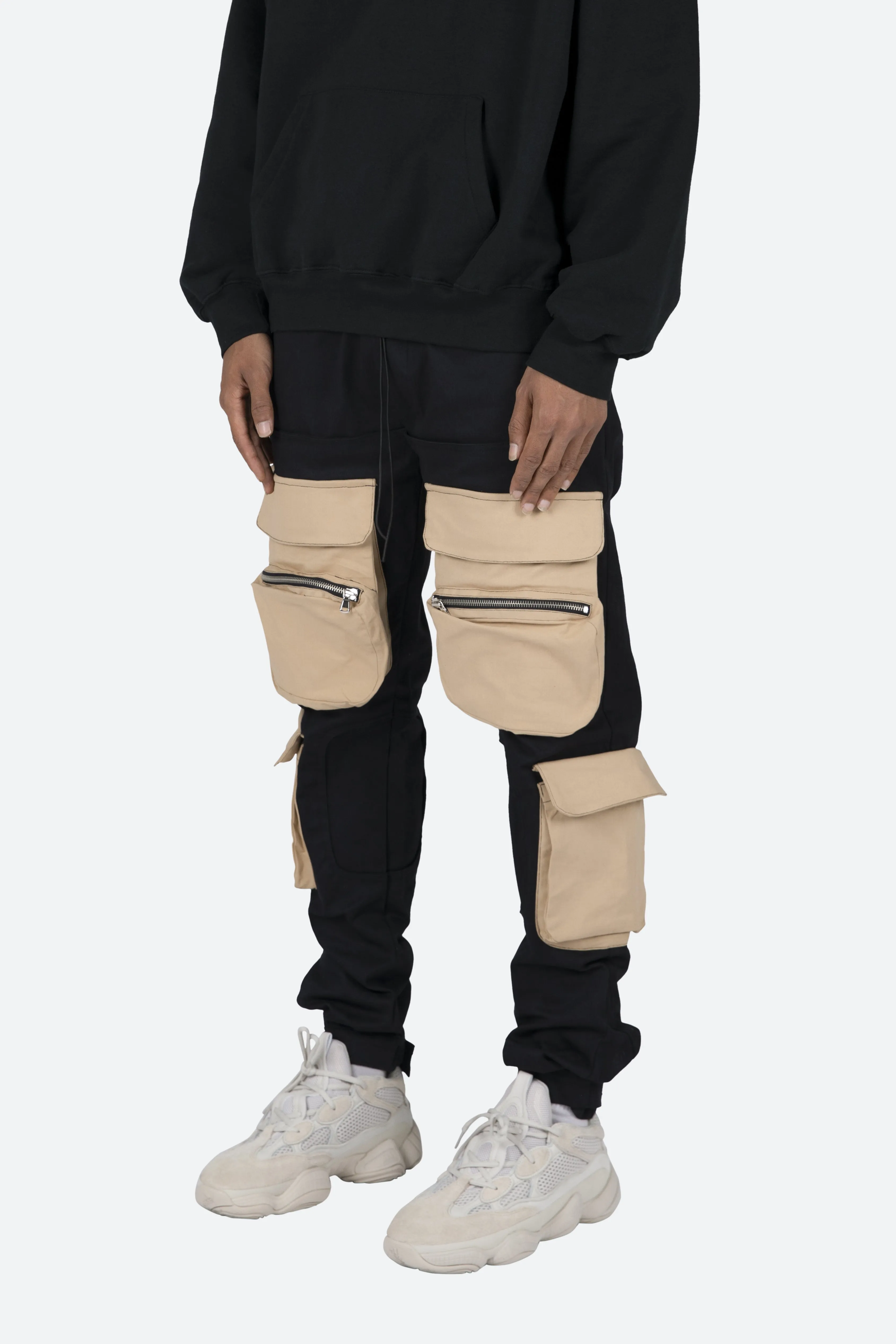 Contrast Cargo Pants - Black/Natural sold by MNML product image thumbnail 3