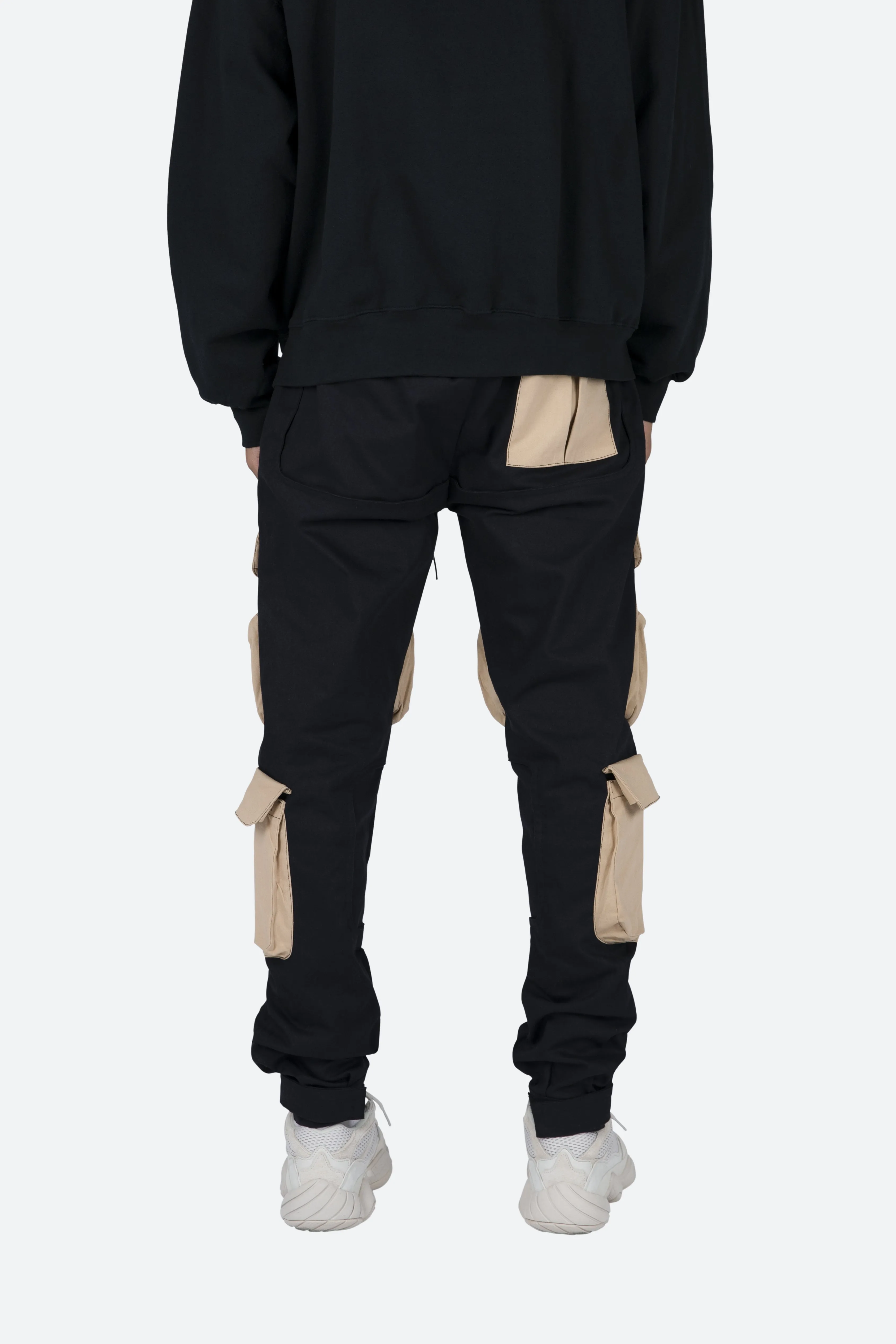 Contrast Cargo Pants - Black/Natural sold by MNML product image thumbnail 5