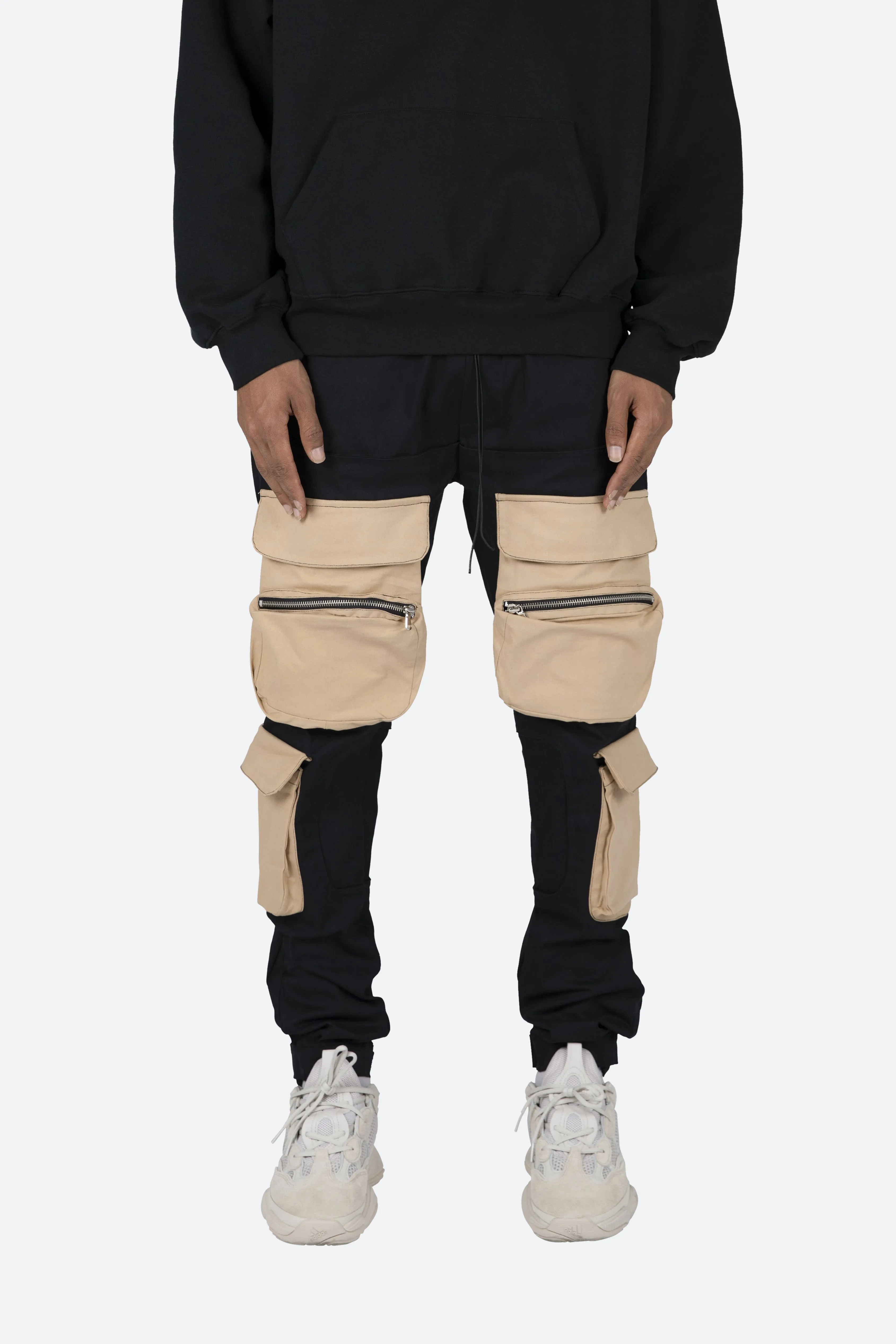 Contrast Cargo Pants - Black/Natural sold by MNML