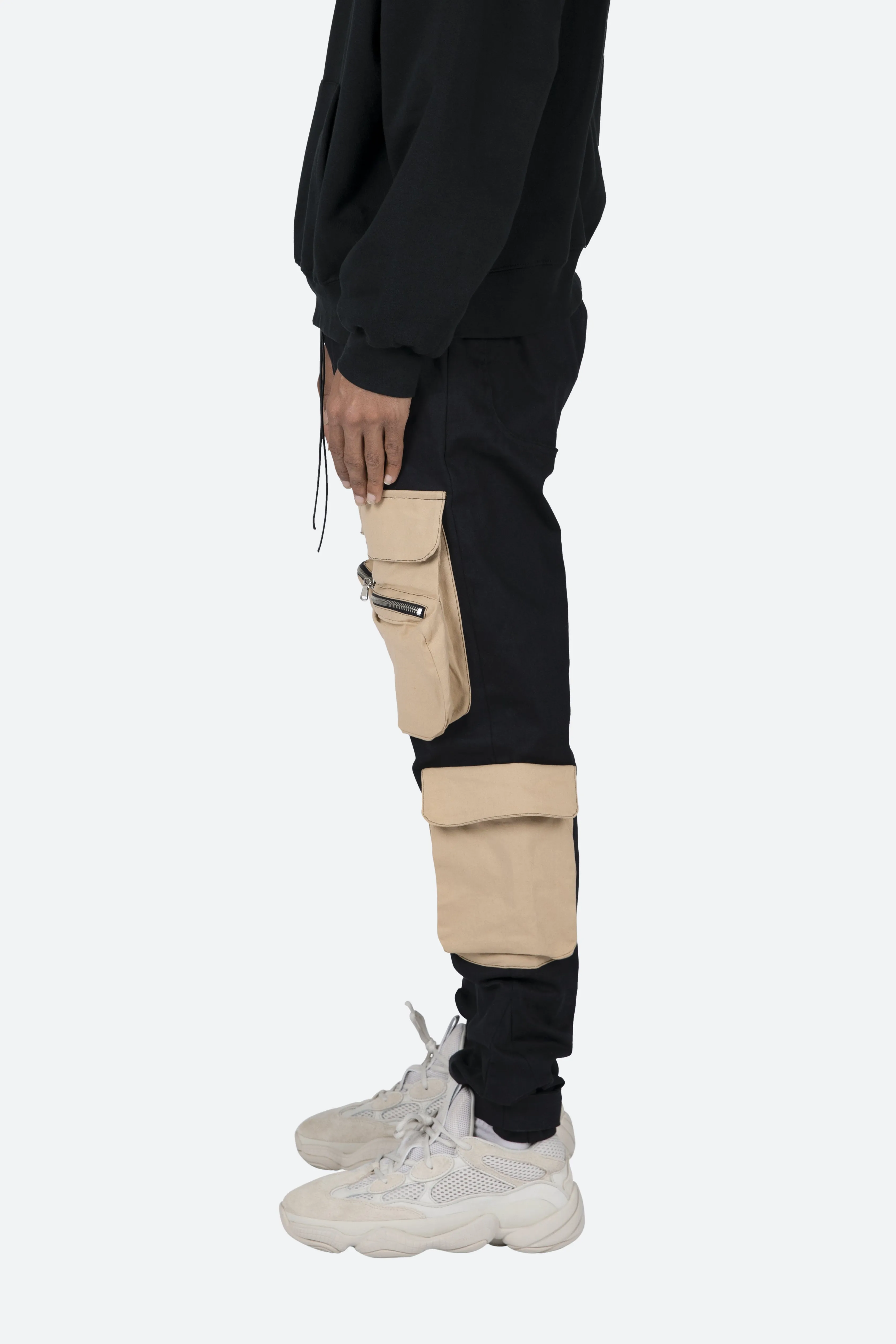 Contrast Cargo Pants - Black/Natural sold by MNML product image thumbnail 4