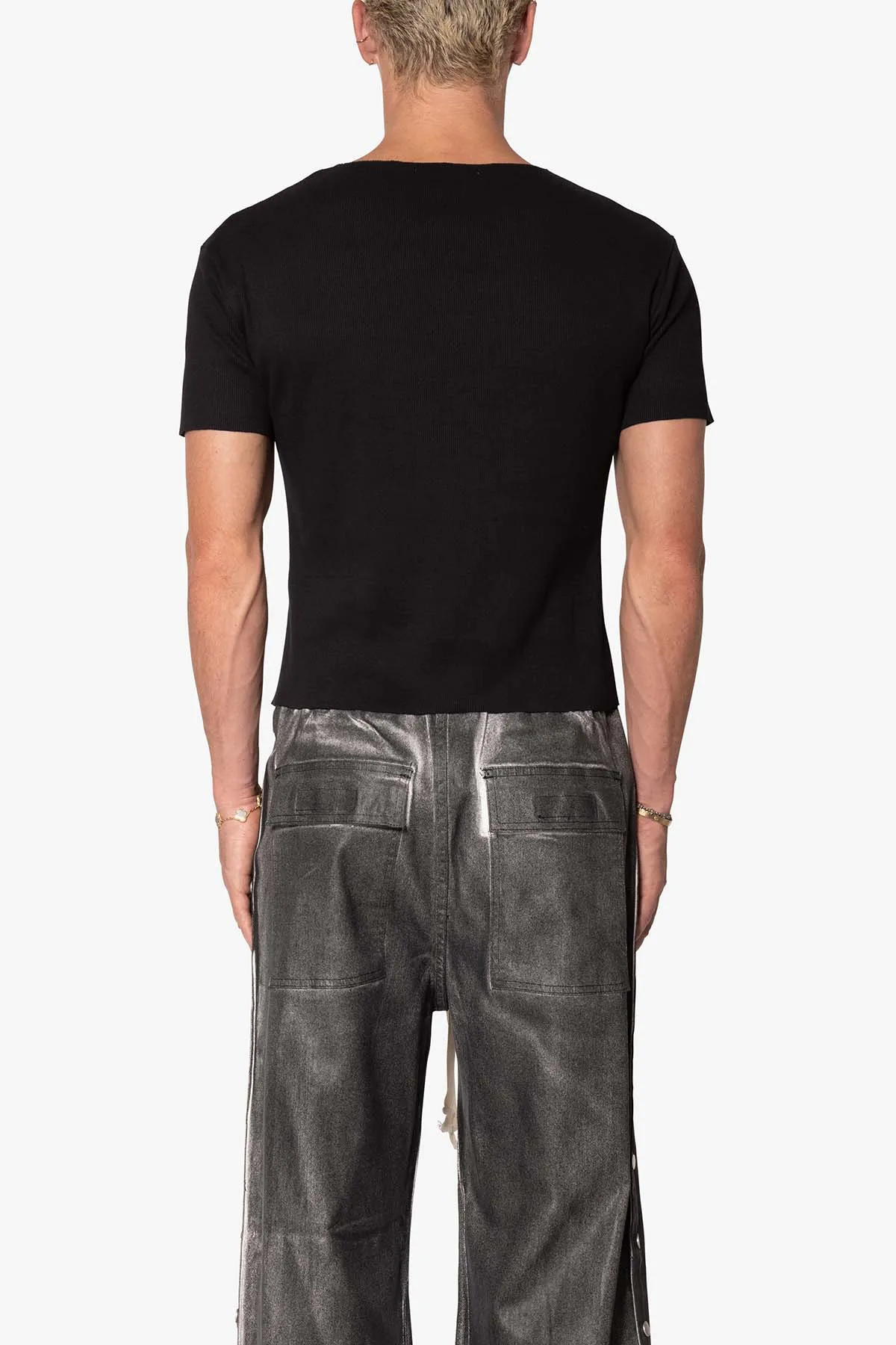 Fitted Ribbed Tee - Black sold by MNML product image thumbnail 5