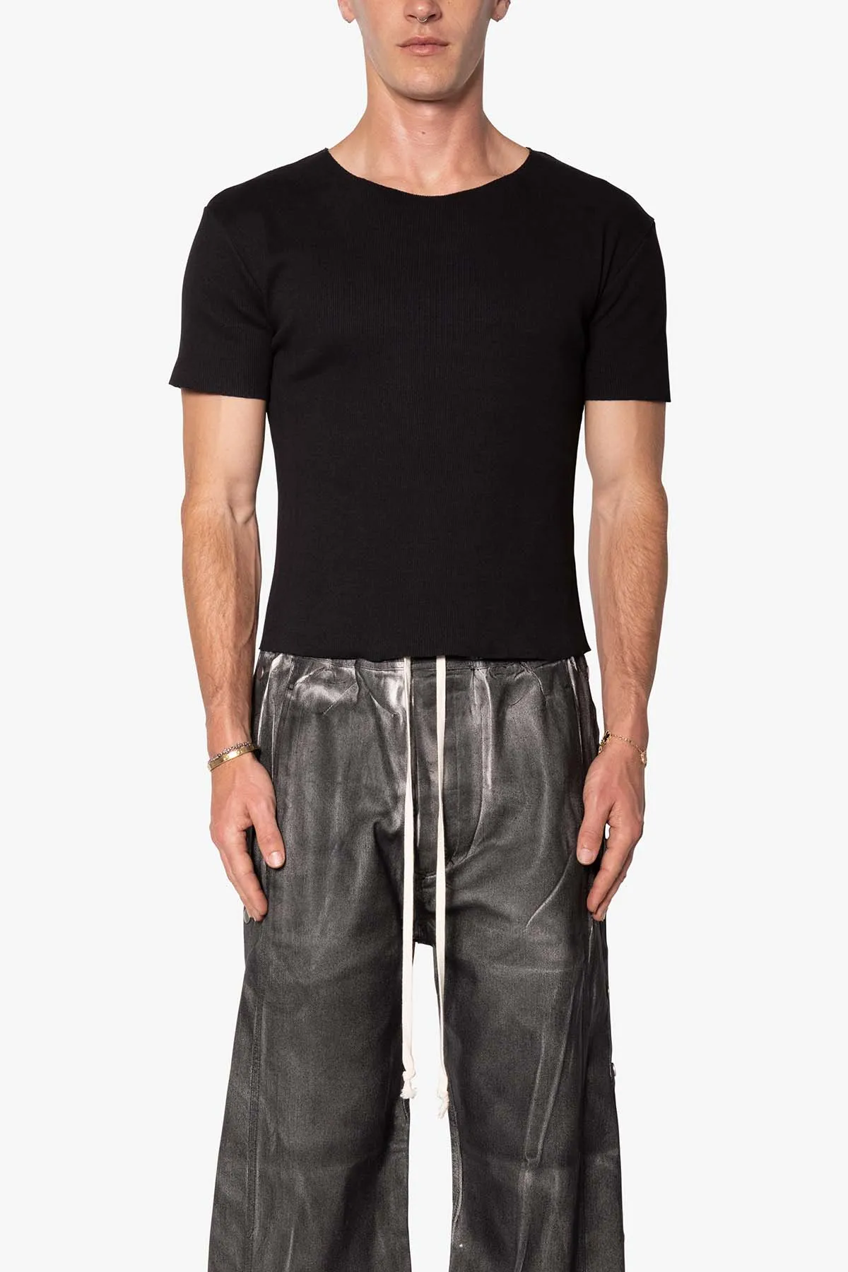 Fitted Ribbed Tee - Black sold by MNML product image thumbnail 2