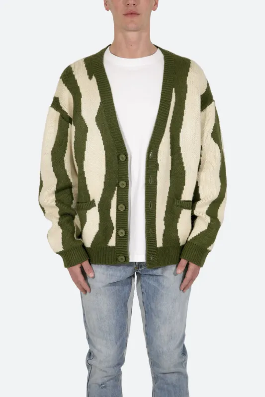 Zebra Cardigan - Green/White sold by MNML