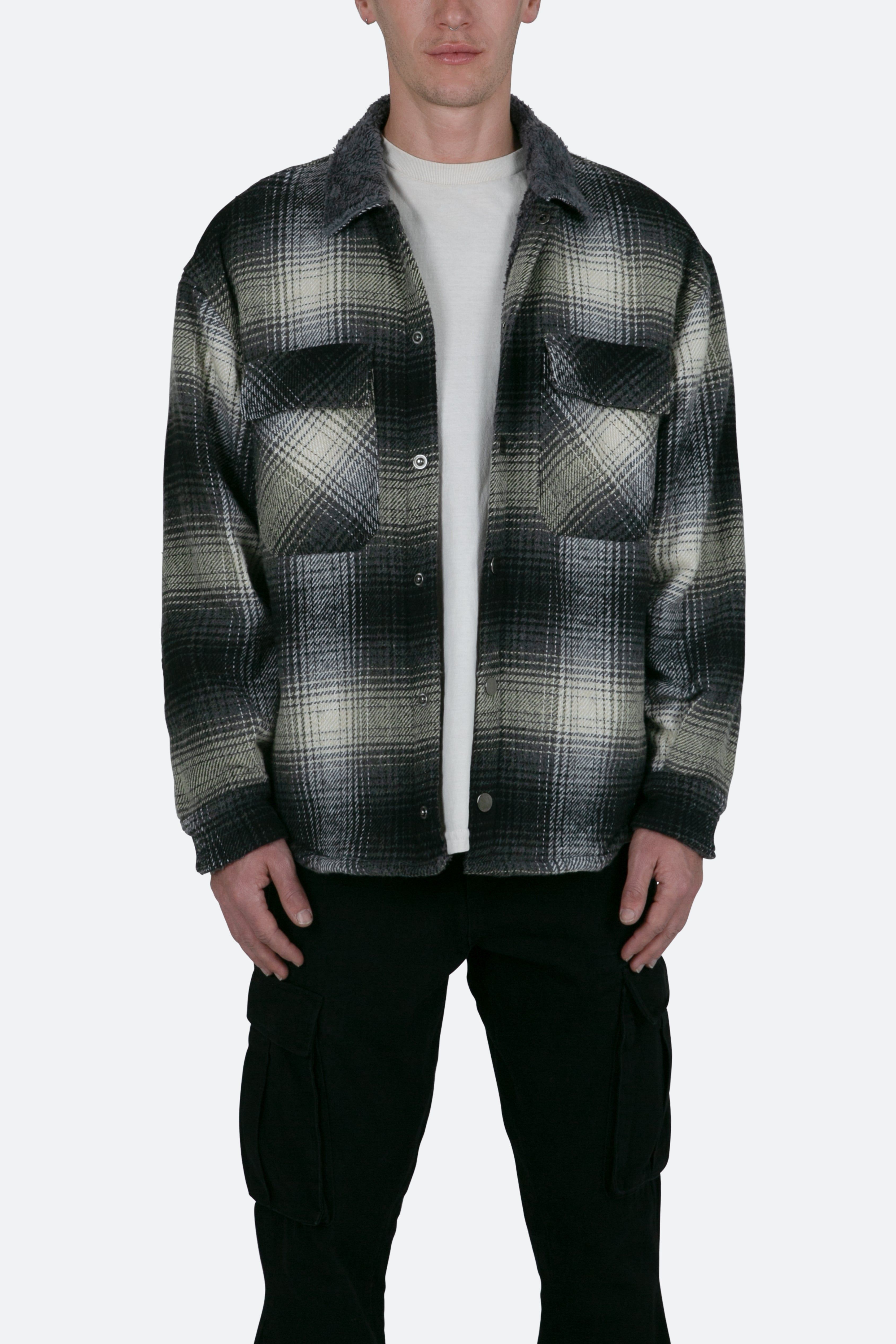 Sherpa Lined Flannel Shirt - Grey sold by MNML