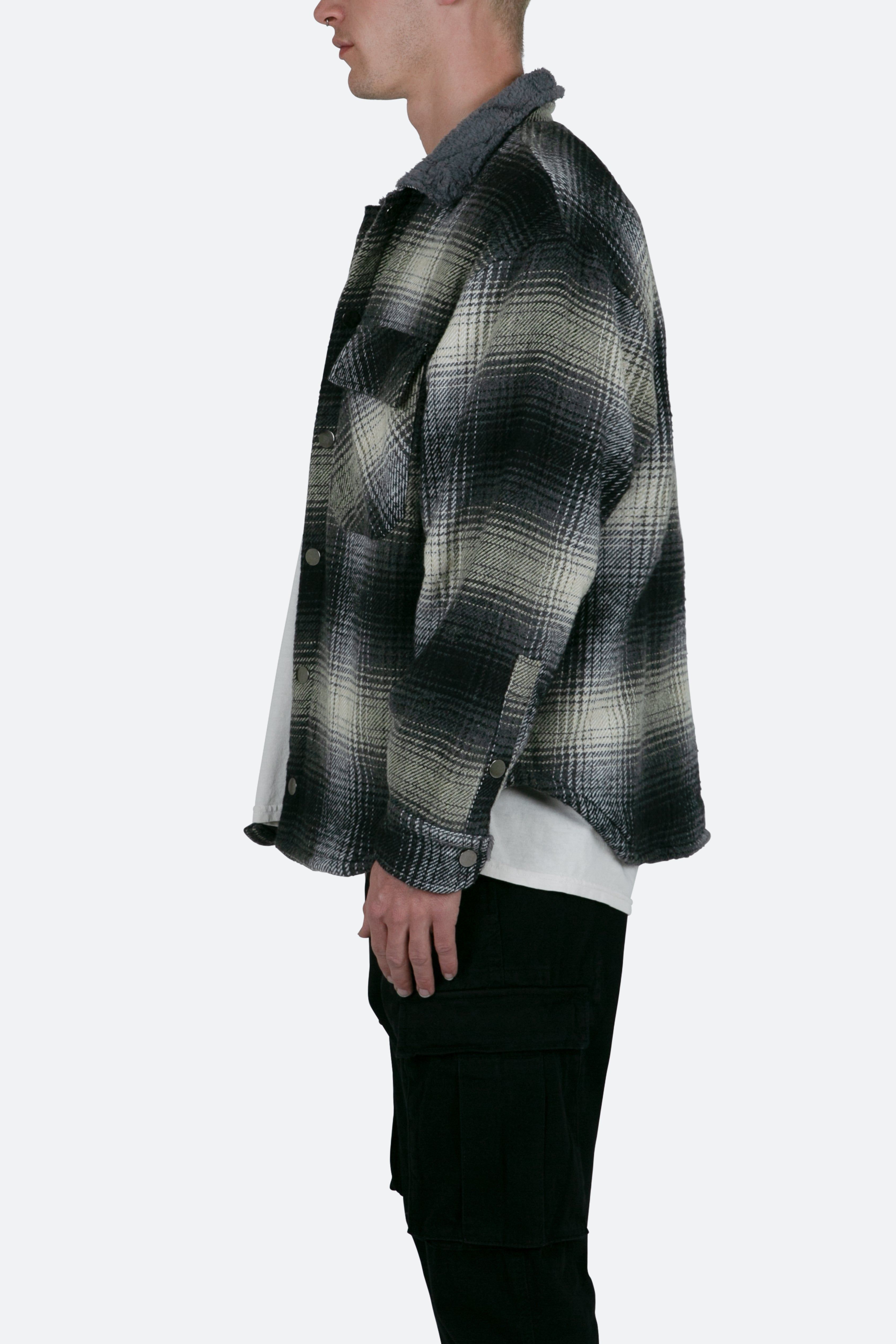 Sherpa Lined Flannel Shirt - Grey sold by MNML product image thumbnail 4