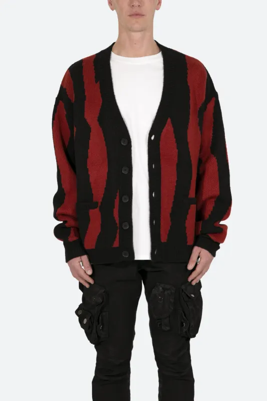 Zebra Cardigan - Red/Black sold by MNML