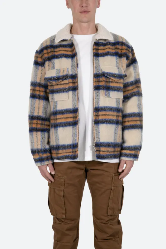 Plaid Mohair Jacket - Blue/White/Orange sold by MNML