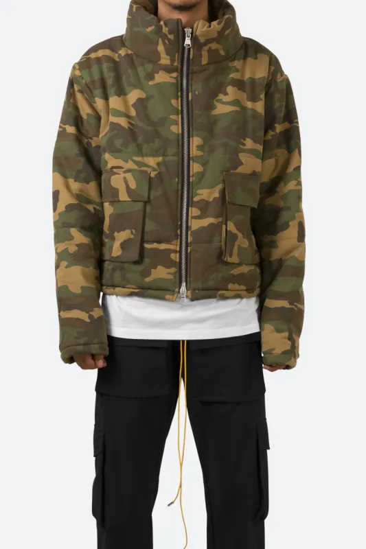 Cropped Puffer Jacket - Camo sold by MNML