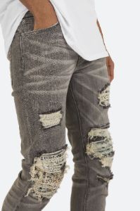 X284 Moto Skinny Denim - Grey/Blue sold by MNML