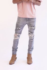 X284 Moto Skinny Denim - Grey/Blue sold by MNML