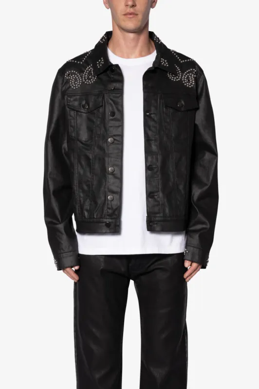 Paisley Stud Trucker Jacket - Black sold by MNML