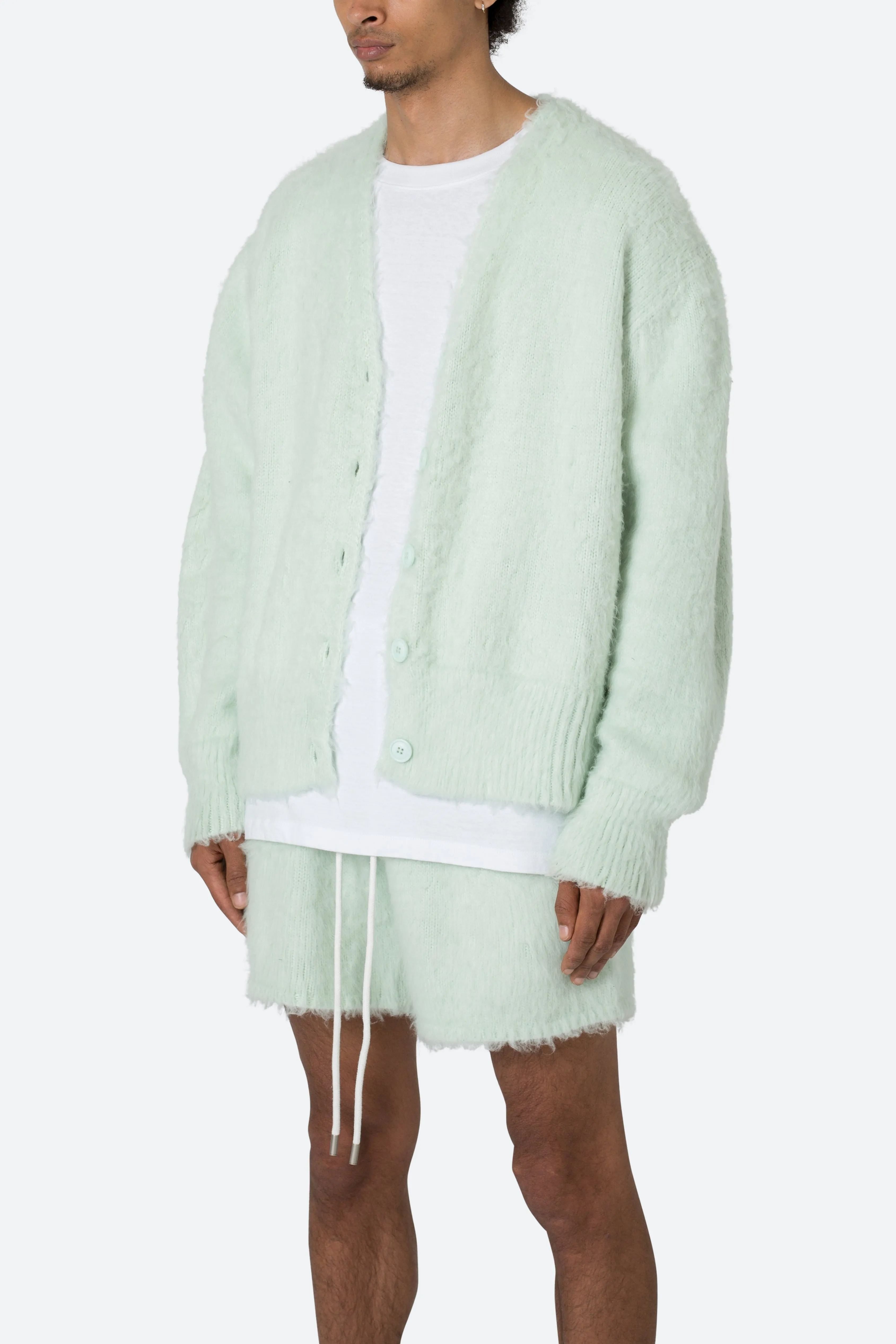 Fuzzy Cardigan Sweater - Mint sold by MNML product image thumbnail 4