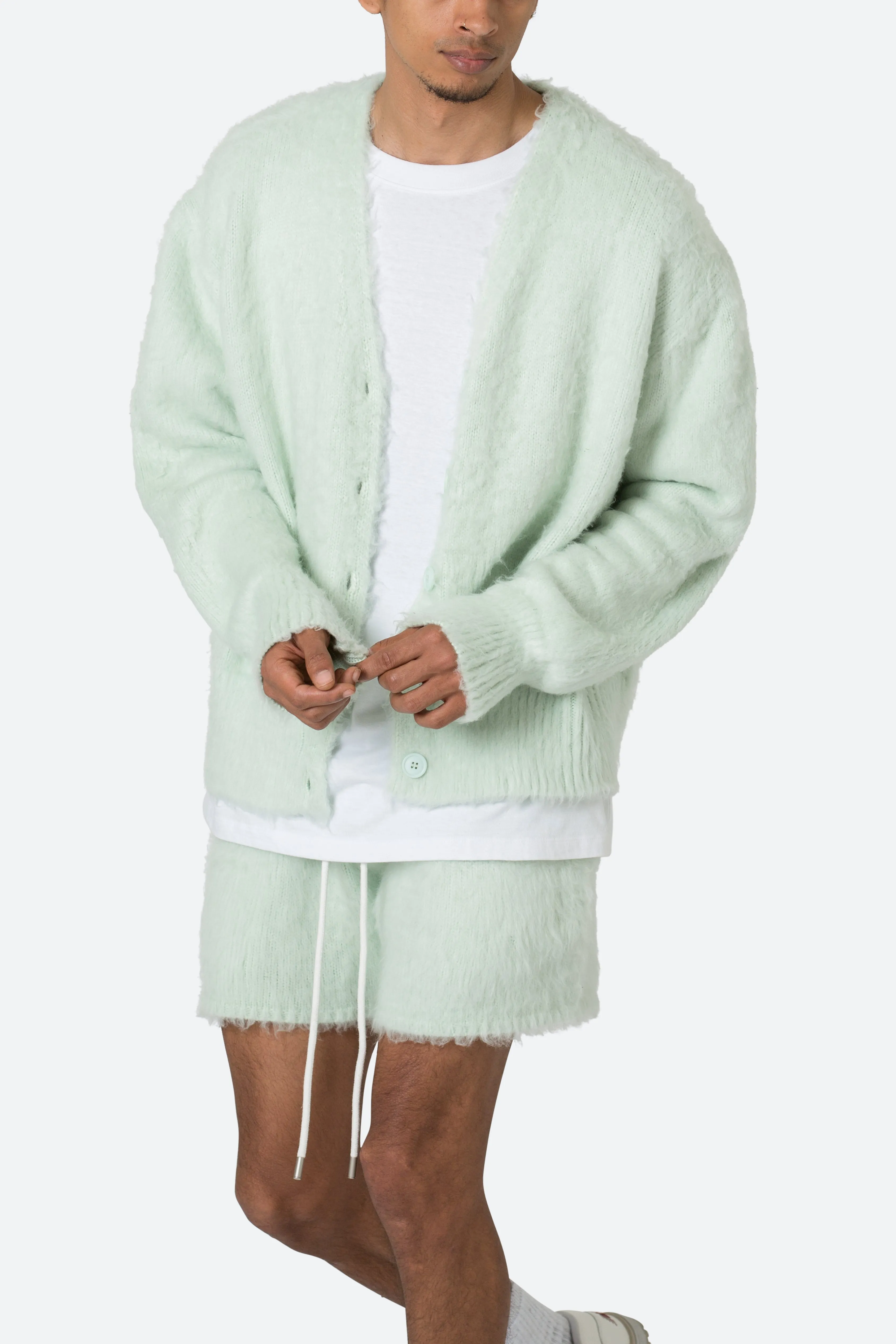 Fuzzy Cardigan Sweater - Mint sold by MNML product image thumbnail 2
