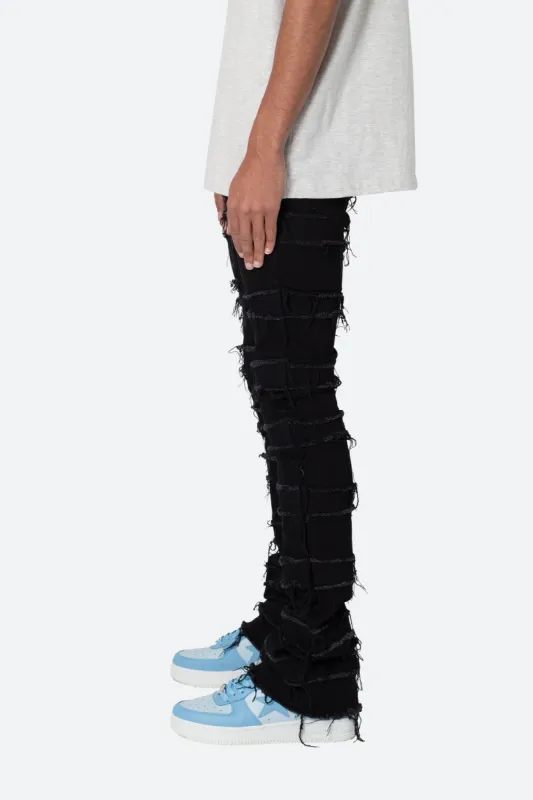 X597 Paneled Skinny Stacked Denim - Black | Parallel