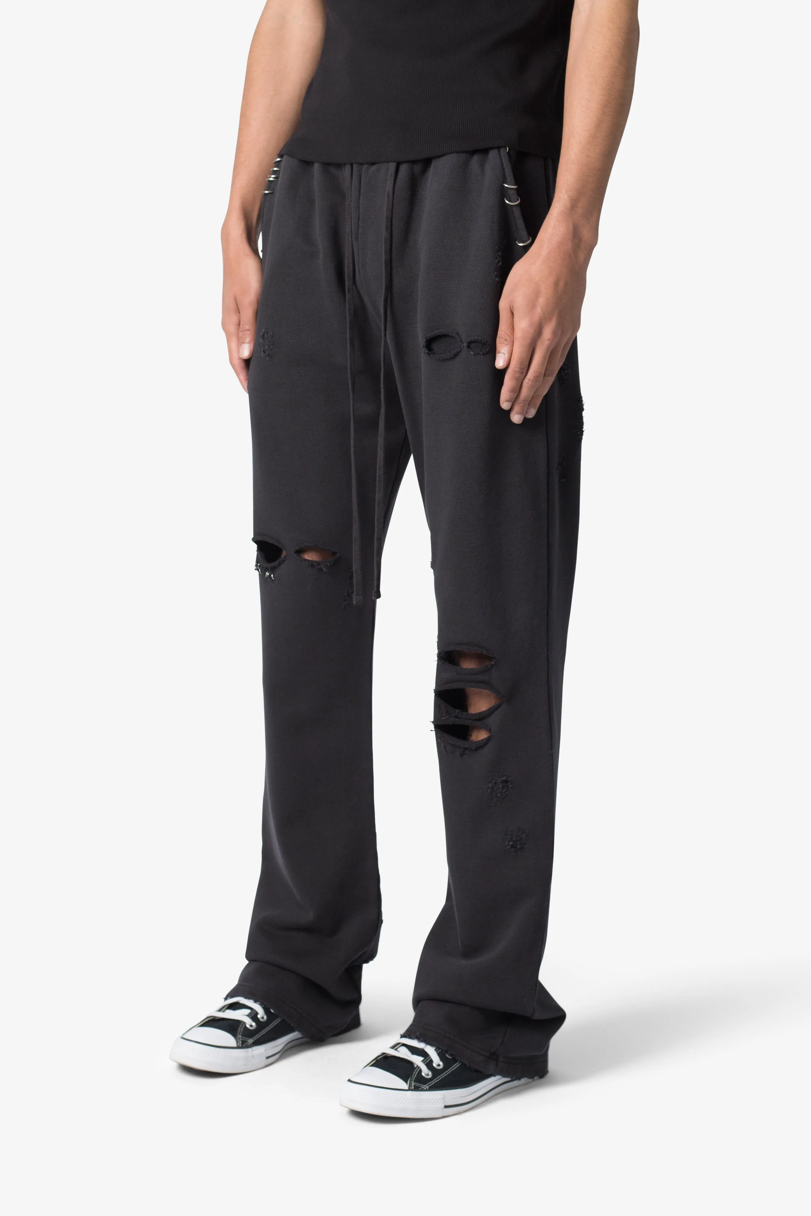 Metal Ring Flared Sweatpants - Black sold by MNML product image thumbnail 3