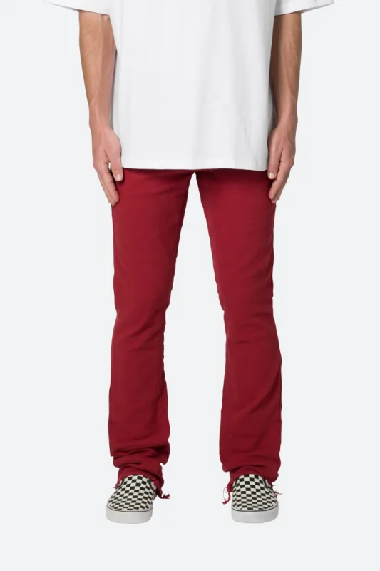 Twill Slim Stacked Pants - Burgundy sold by MNML