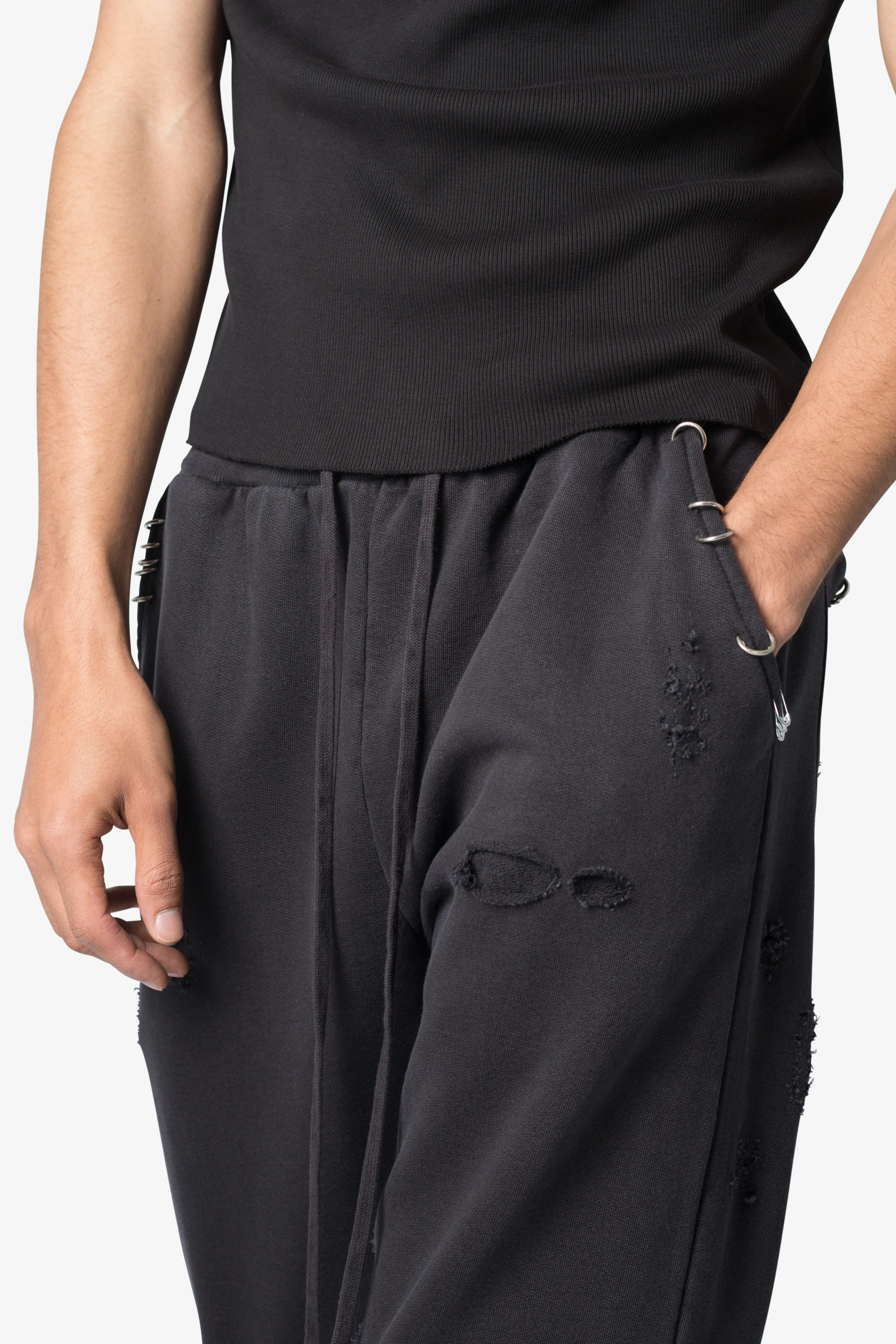 Metal Ring Flared Sweatpants - Black sold by MNML product image thumbnail 5
