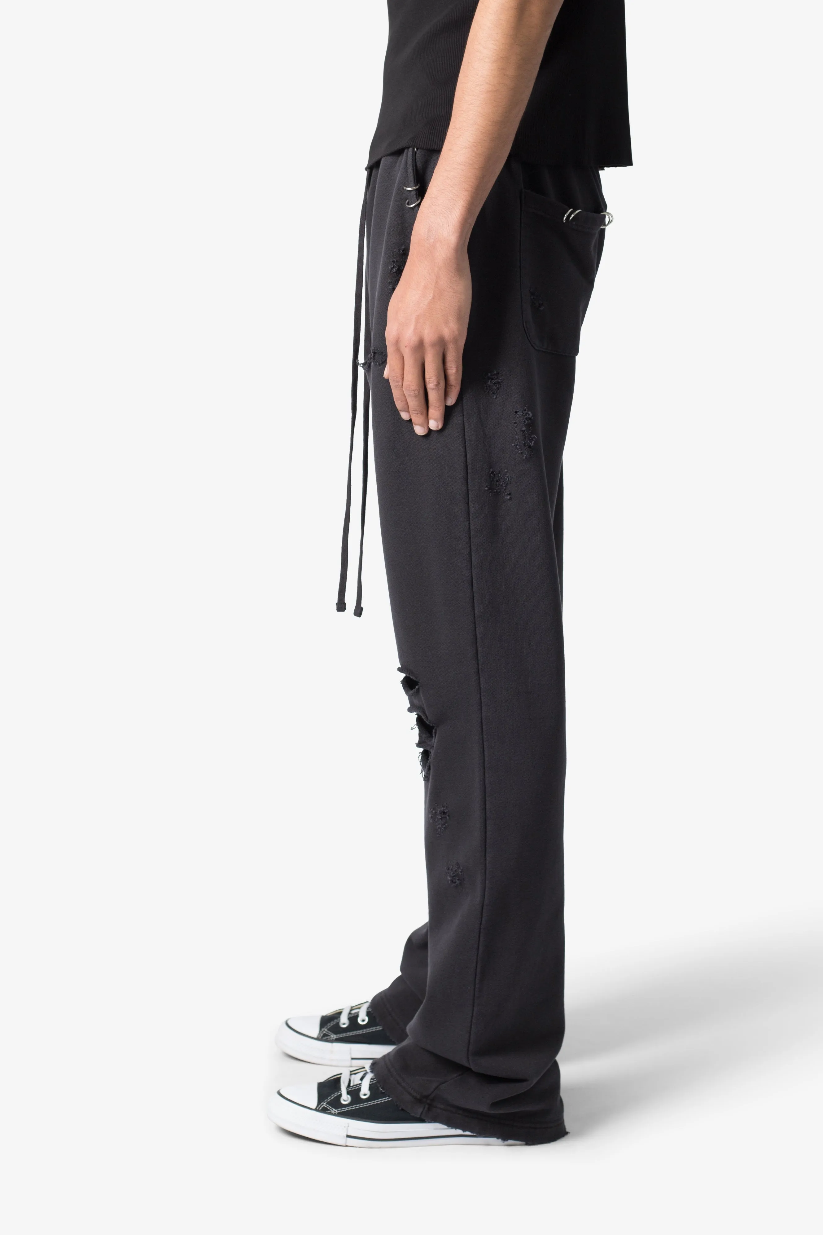 Metal Ring Flared Sweatpants - Black sold by MNML product image thumbnail 4