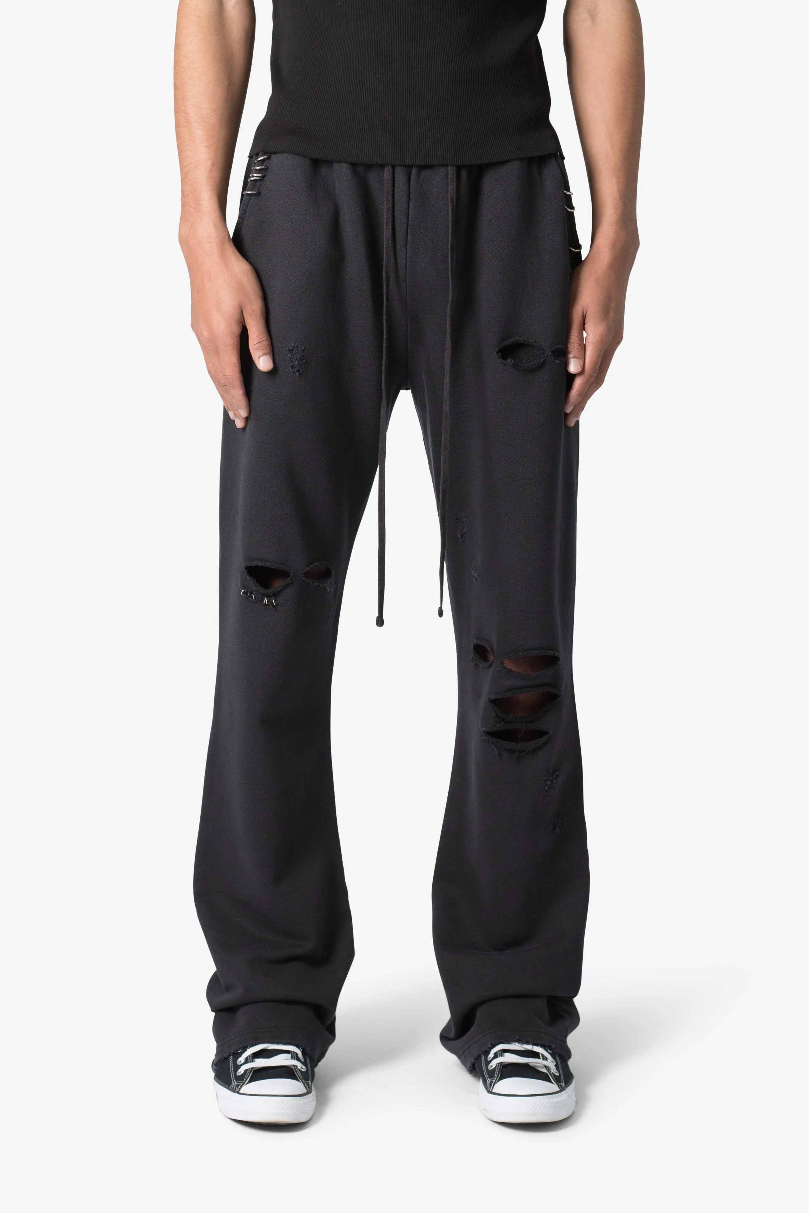 Metal Ring Flared Sweatpants - Black sold by MNML product image thumbnail 2