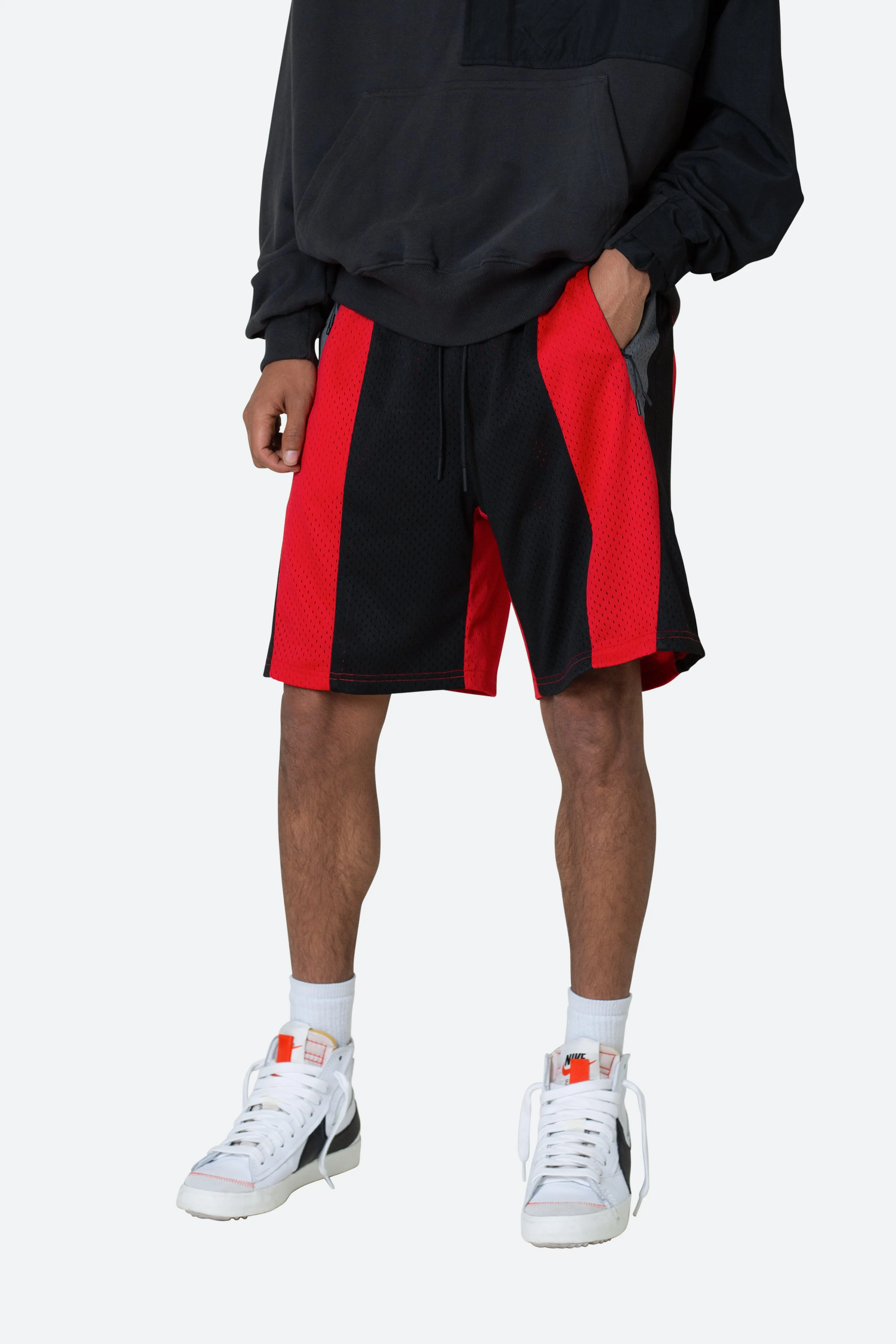 Mesh Paneled Shorts - Black/Red sold by MNML product image thumbnail 5