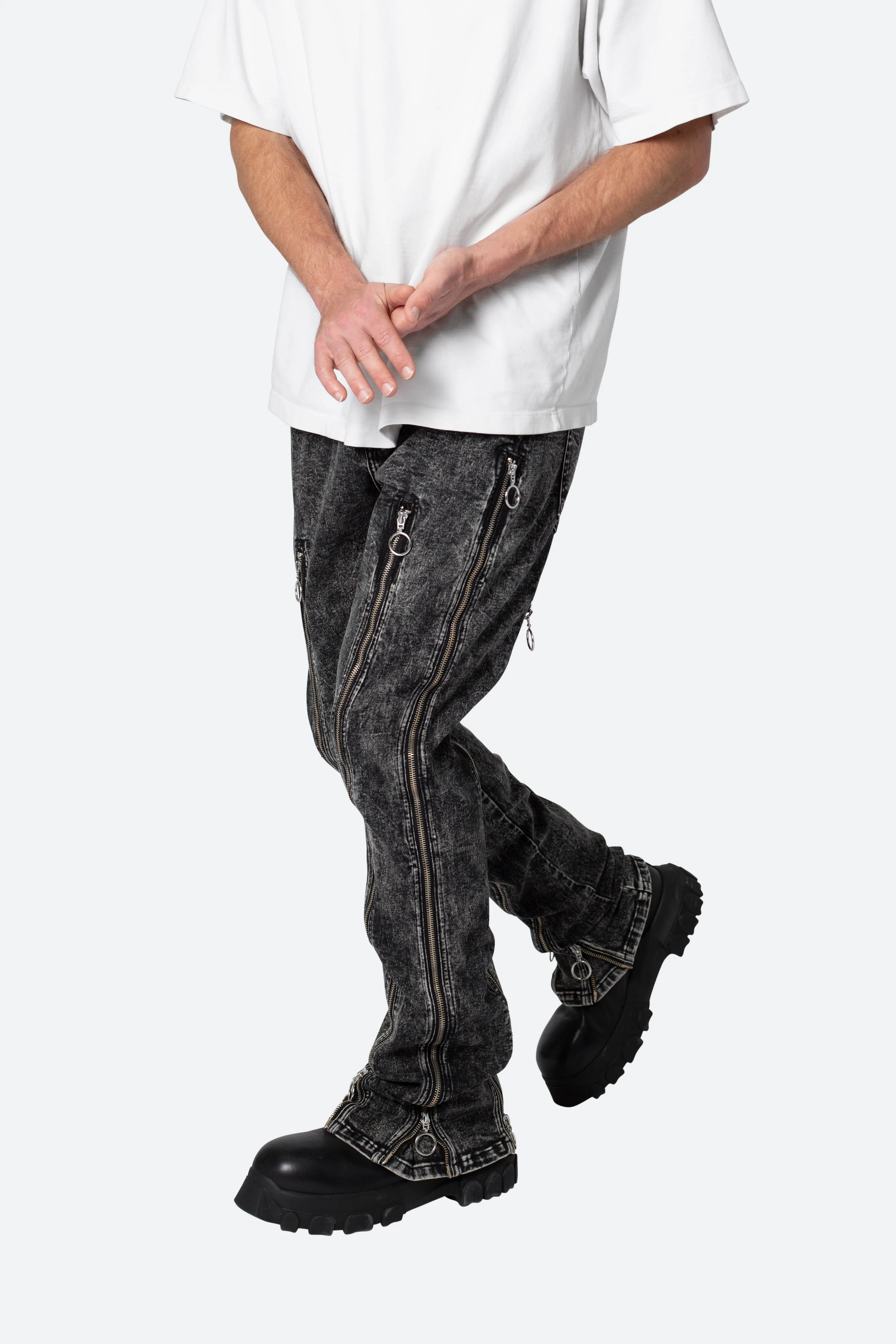 B571 Zipper Flare Pants - Washed Black sold by MNML product image thumbnail 2
