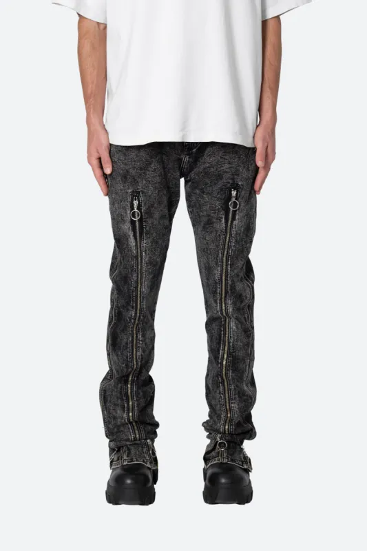 B571 Zipper Flare Pants - Washed Black sold by MNML