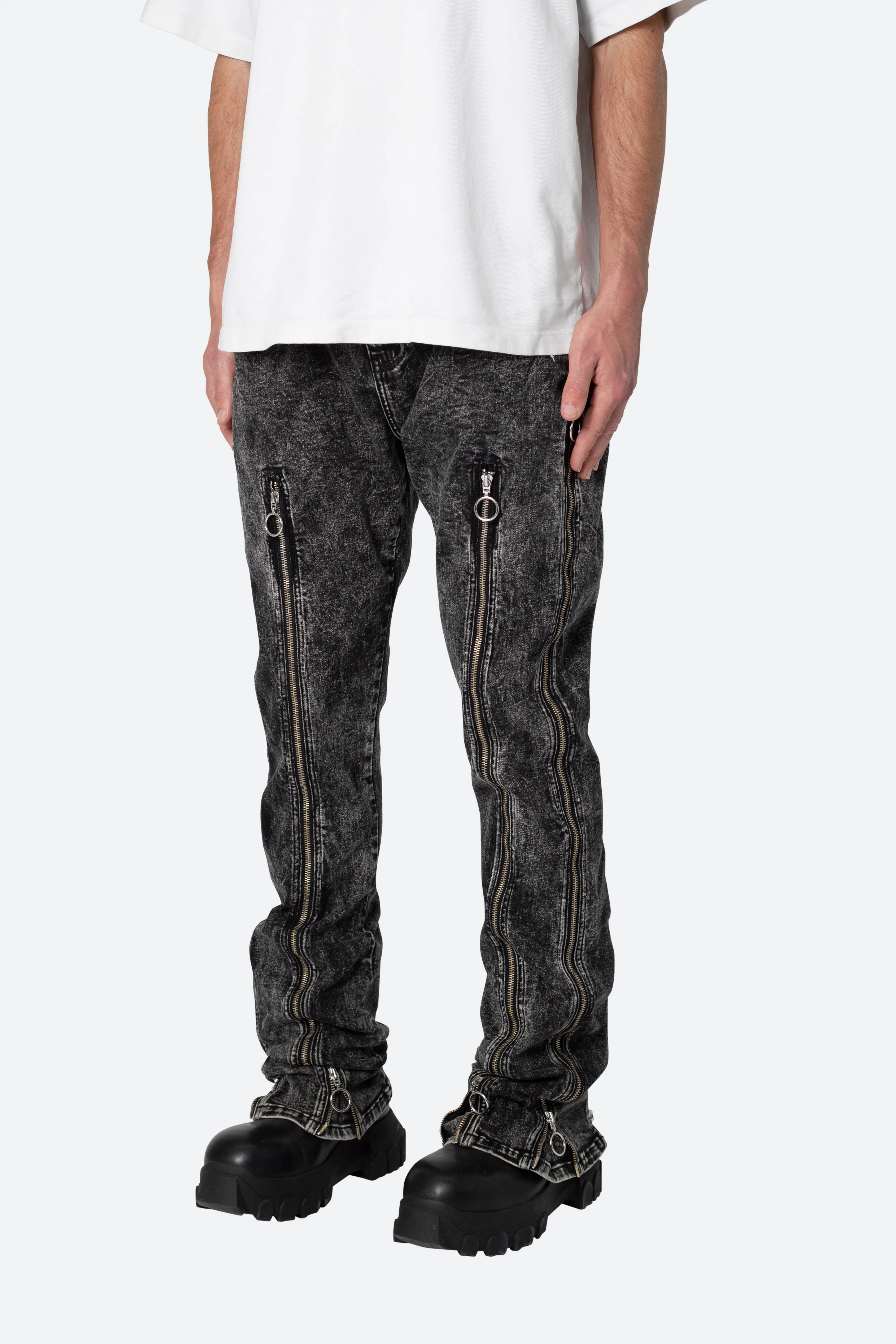 B571 Zipper Flare Pants - Washed Black sold by MNML product image thumbnail 3