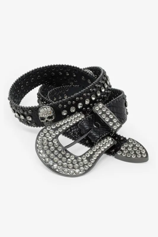 Studded Skull Belt - Black sold by MNML