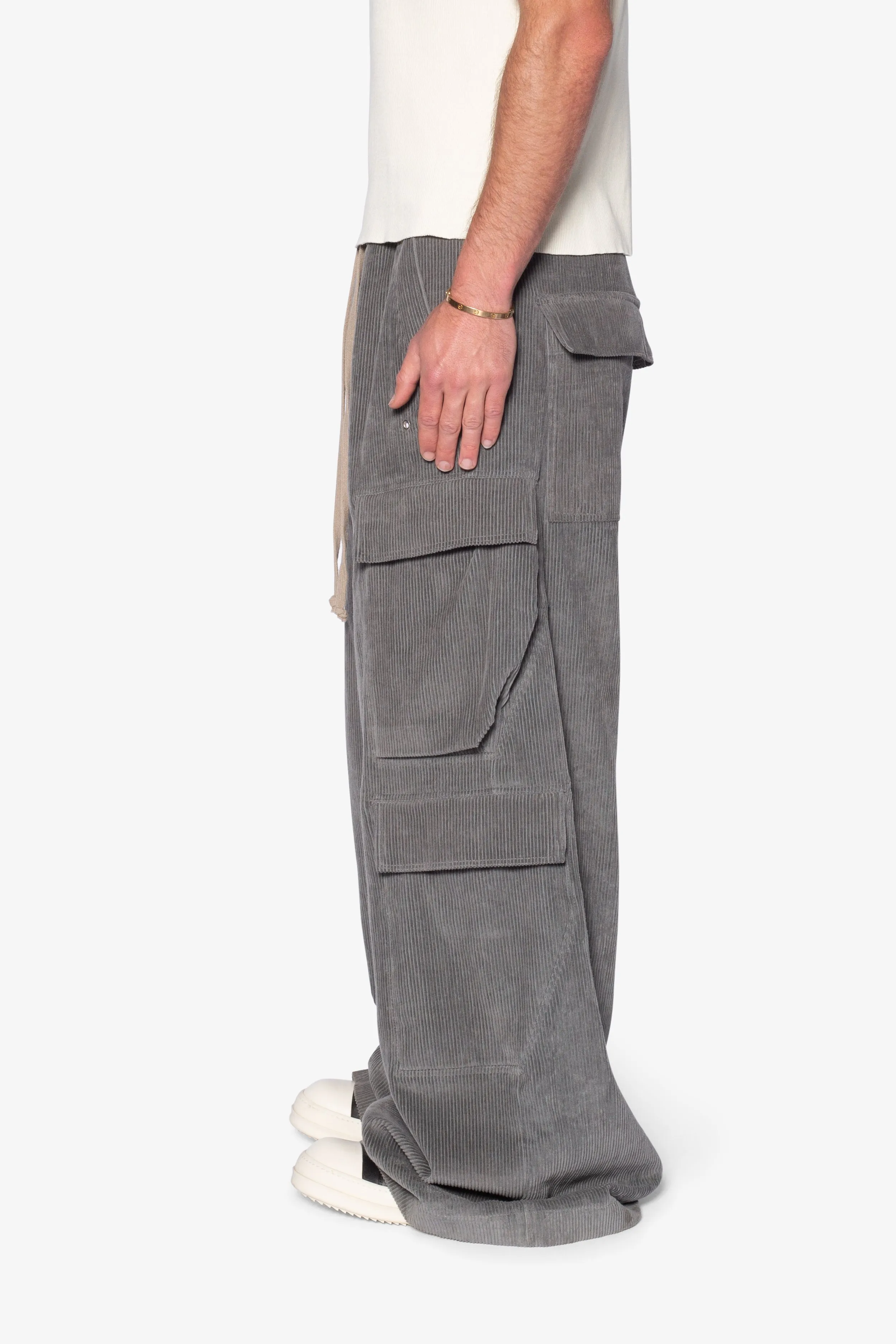 Corduroy Rave Double Cargo Pants - Grey sold by MNML product image thumbnail 5