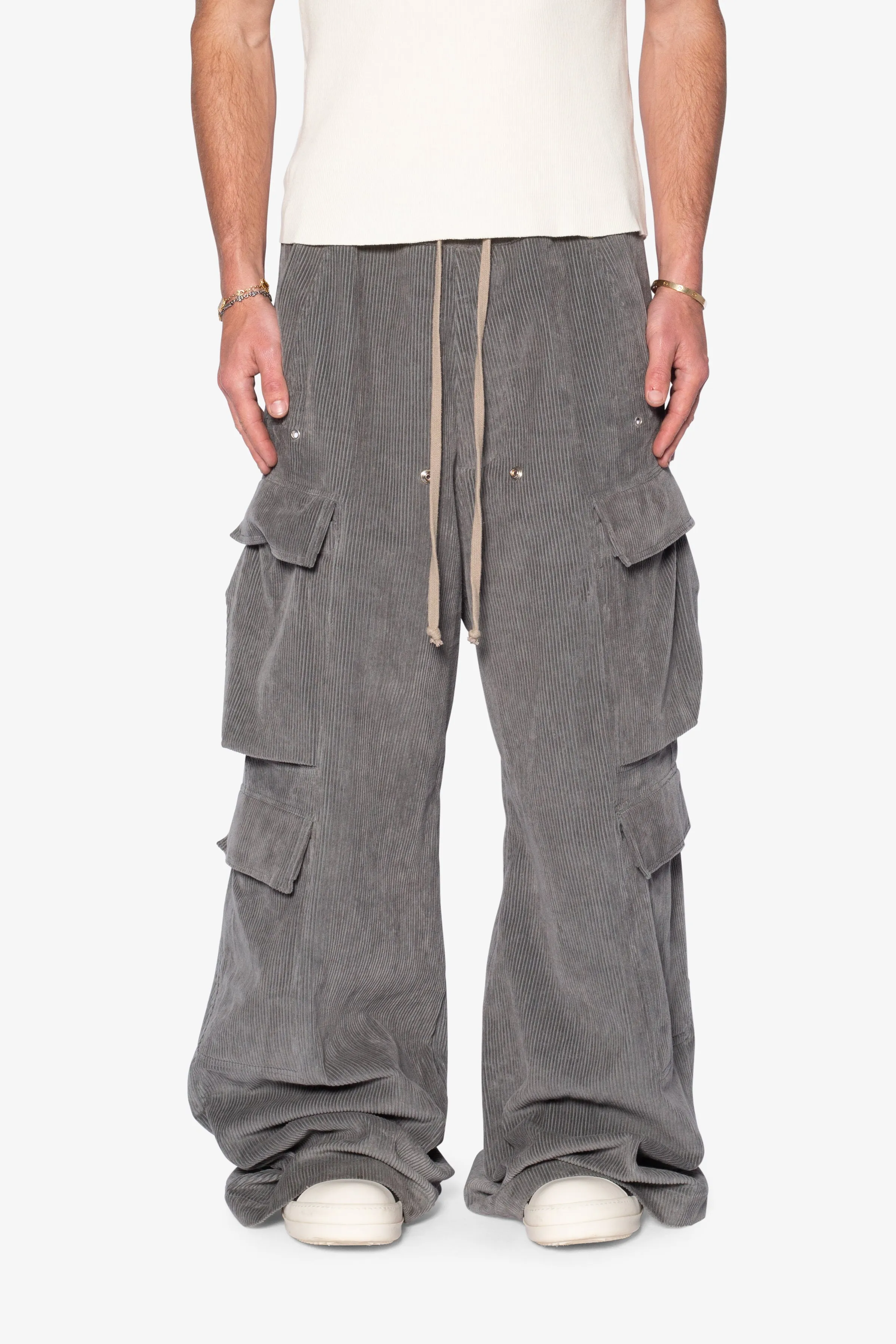 Corduroy Rave Double Cargo Pants - Grey sold by MNML product image thumbnail 3