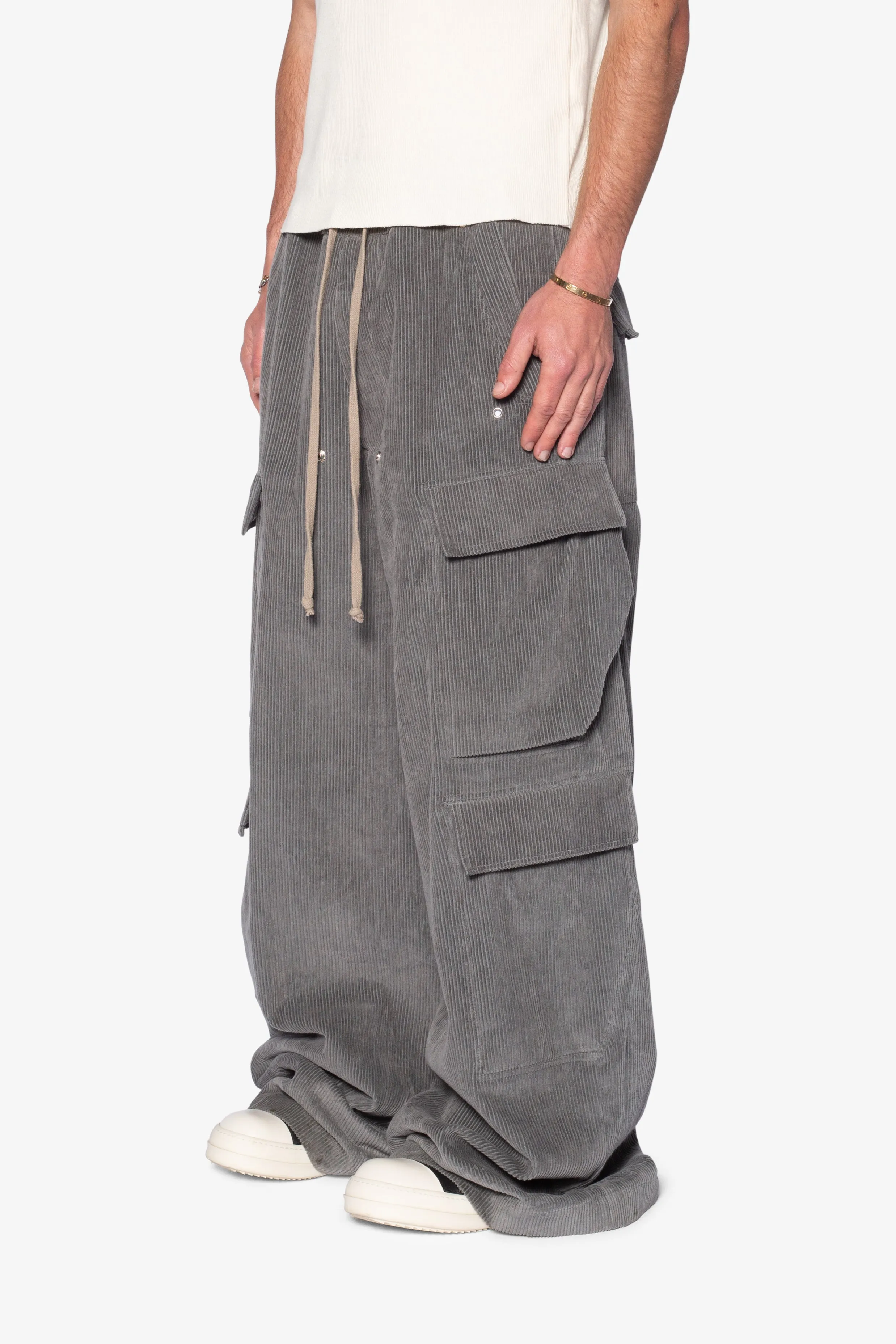 Corduroy Rave Double Cargo Pants - Grey sold by MNML product image thumbnail 4