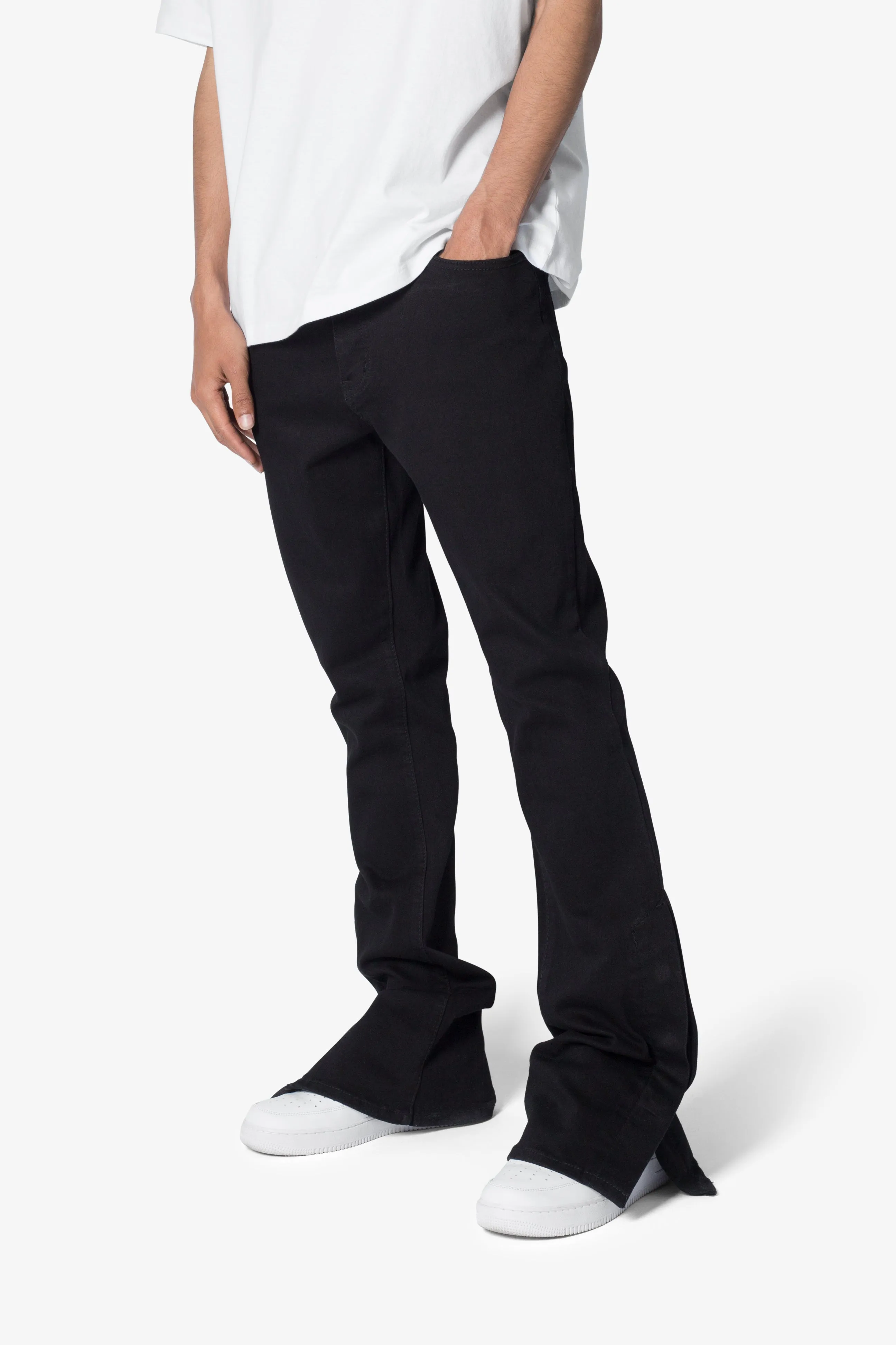 B583 Stretch Snap Flare Denim - Black sold by MNML product image thumbnail 2