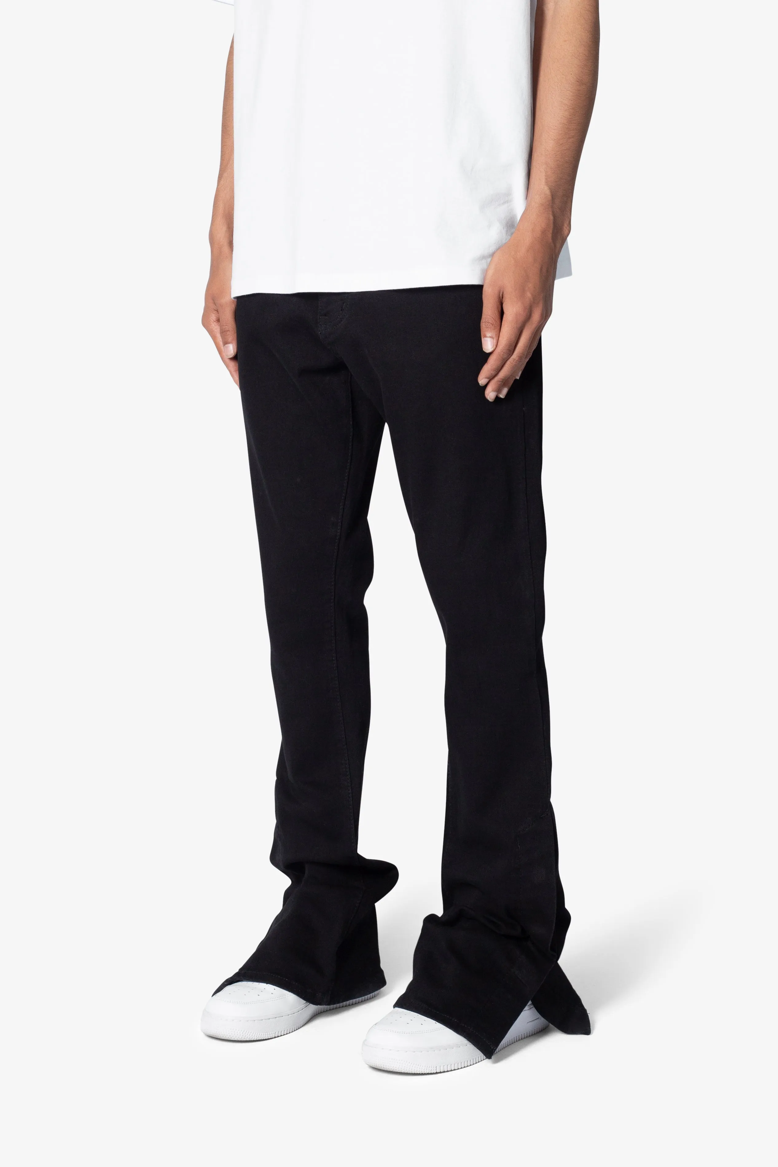 B583 Stretch Snap Flare Denim - Black sold by MNML product image thumbnail 4