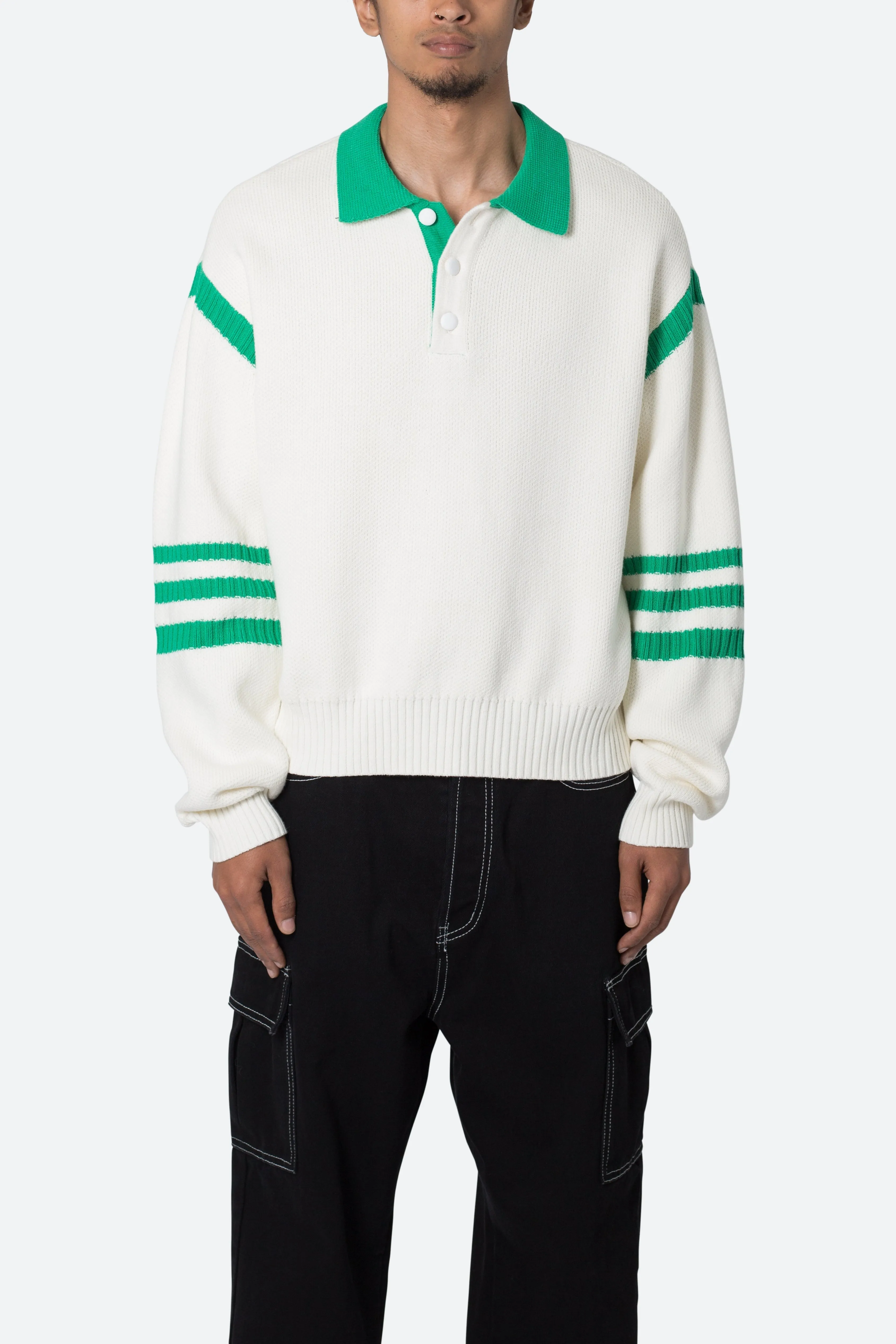 Polo Knit Sweater - Green/White sold by MNML