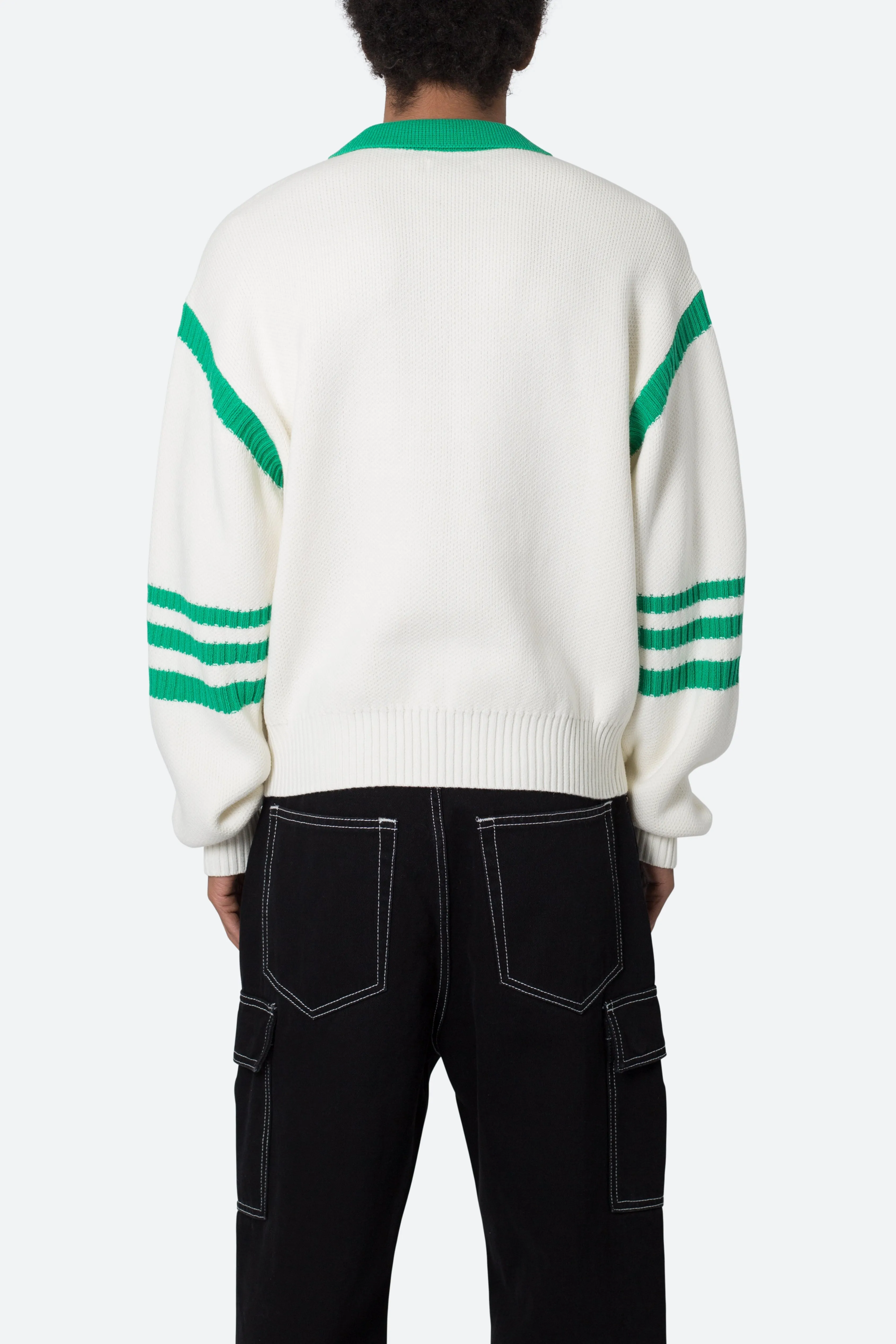 Polo Knit Sweater - Green/White sold by MNML product image thumbnail 5