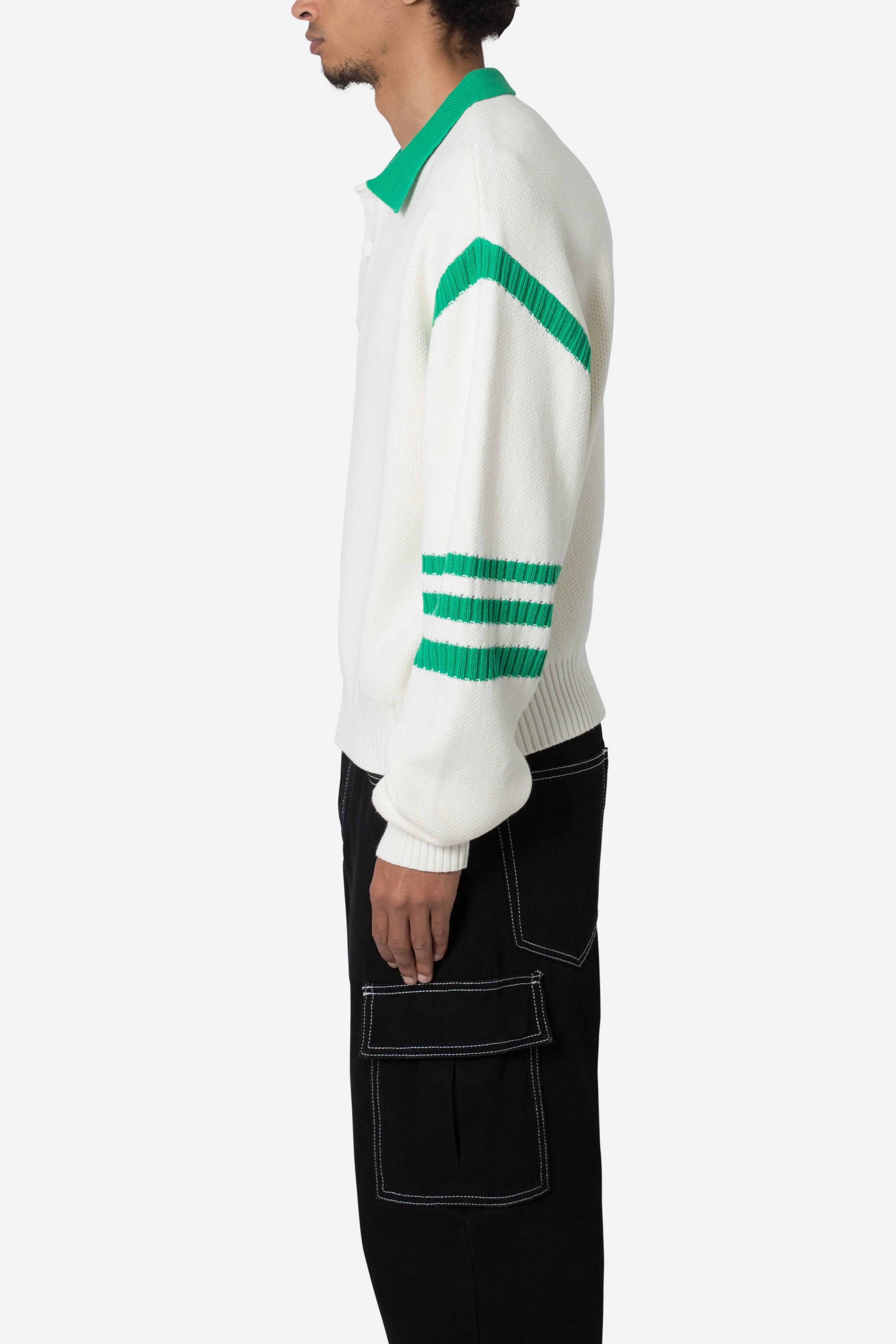 Polo Knit Sweater - Green/White sold by MNML product image thumbnail 4