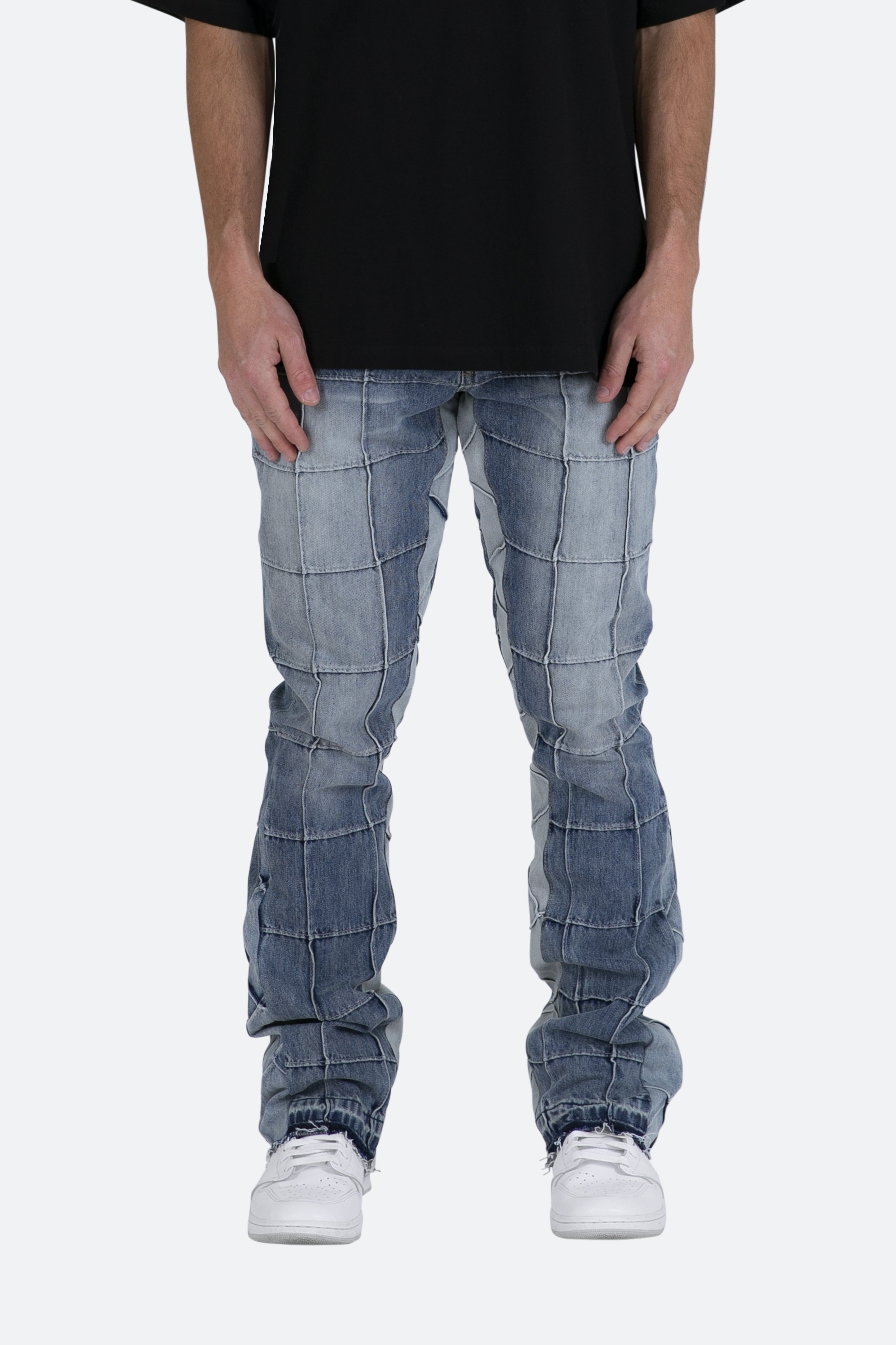 B420 Paneled Flare Denim - Blue sold by MNML