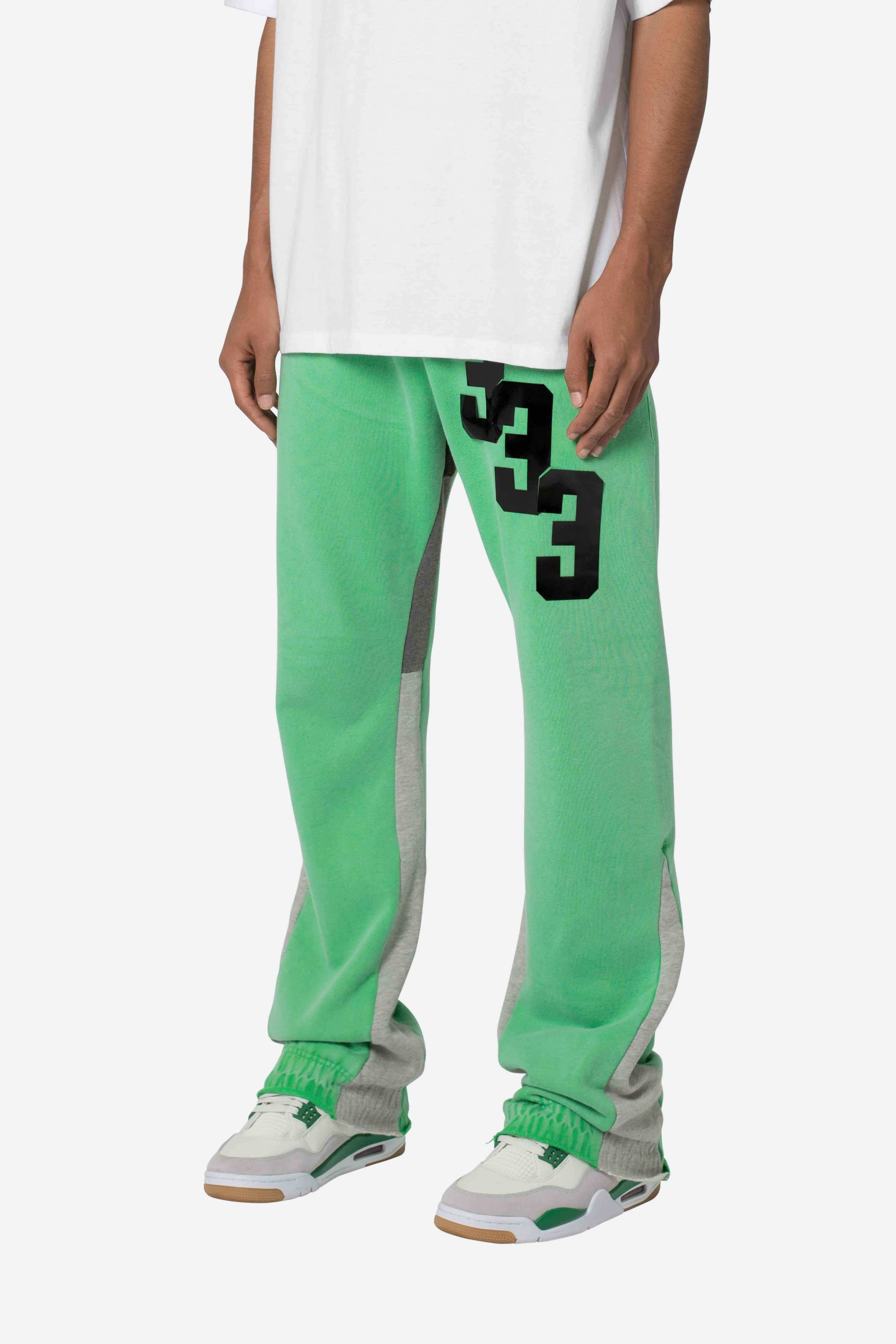 Patched Contrast Bootcut Sweatpants - Green sold by MNML product image thumbnail 3