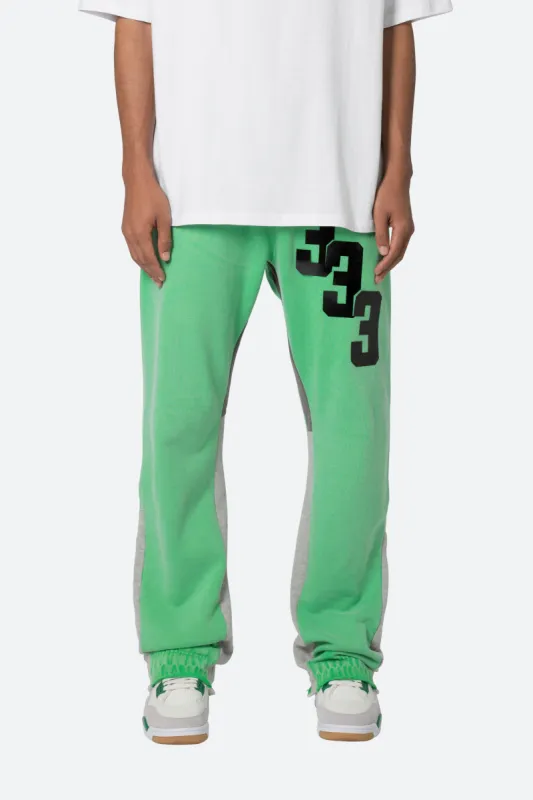Patched Contrast Bootcut Sweatpants - Green sold by MNML