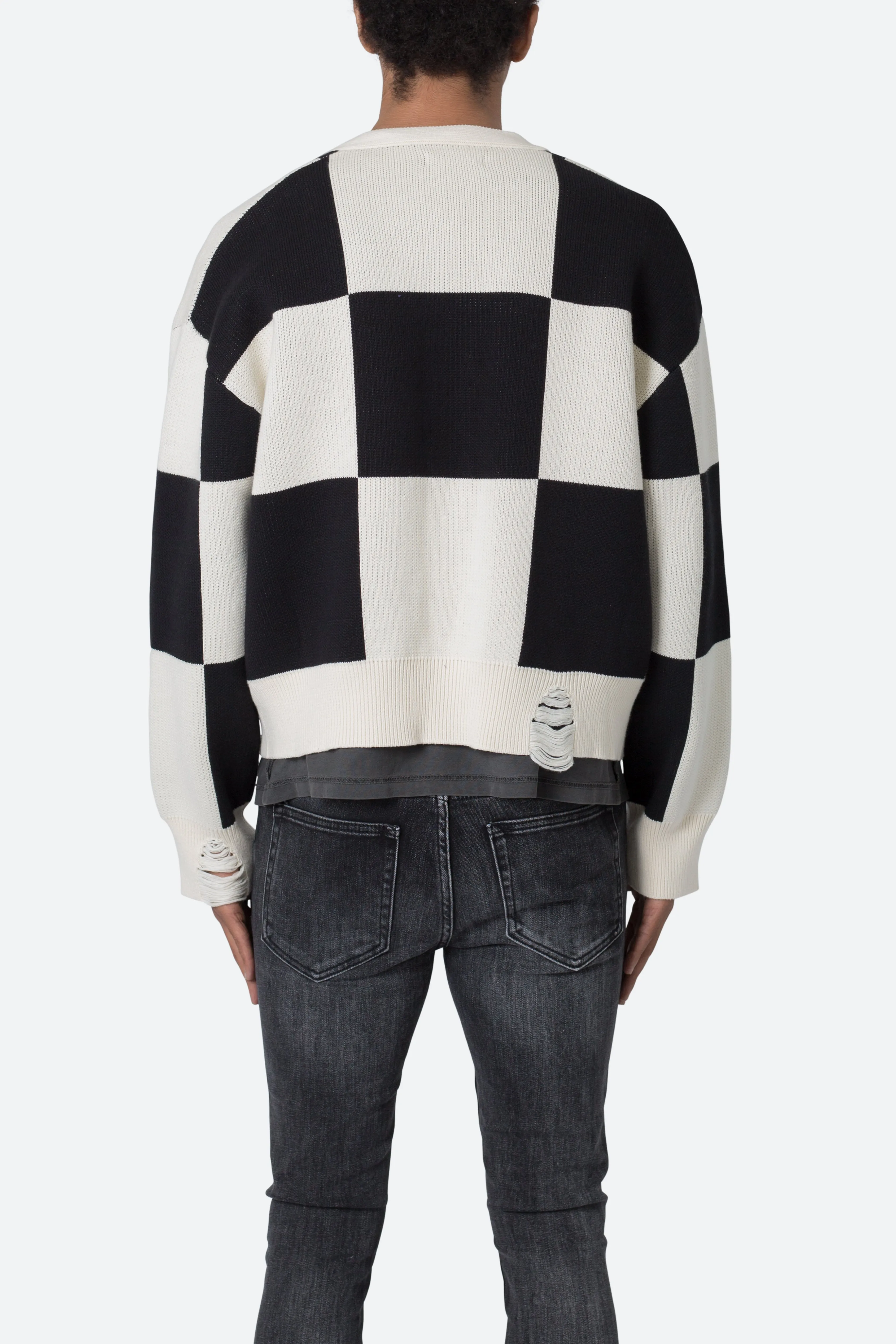 Checkered Cardigan - Black/White sold by MNML product image thumbnail 5