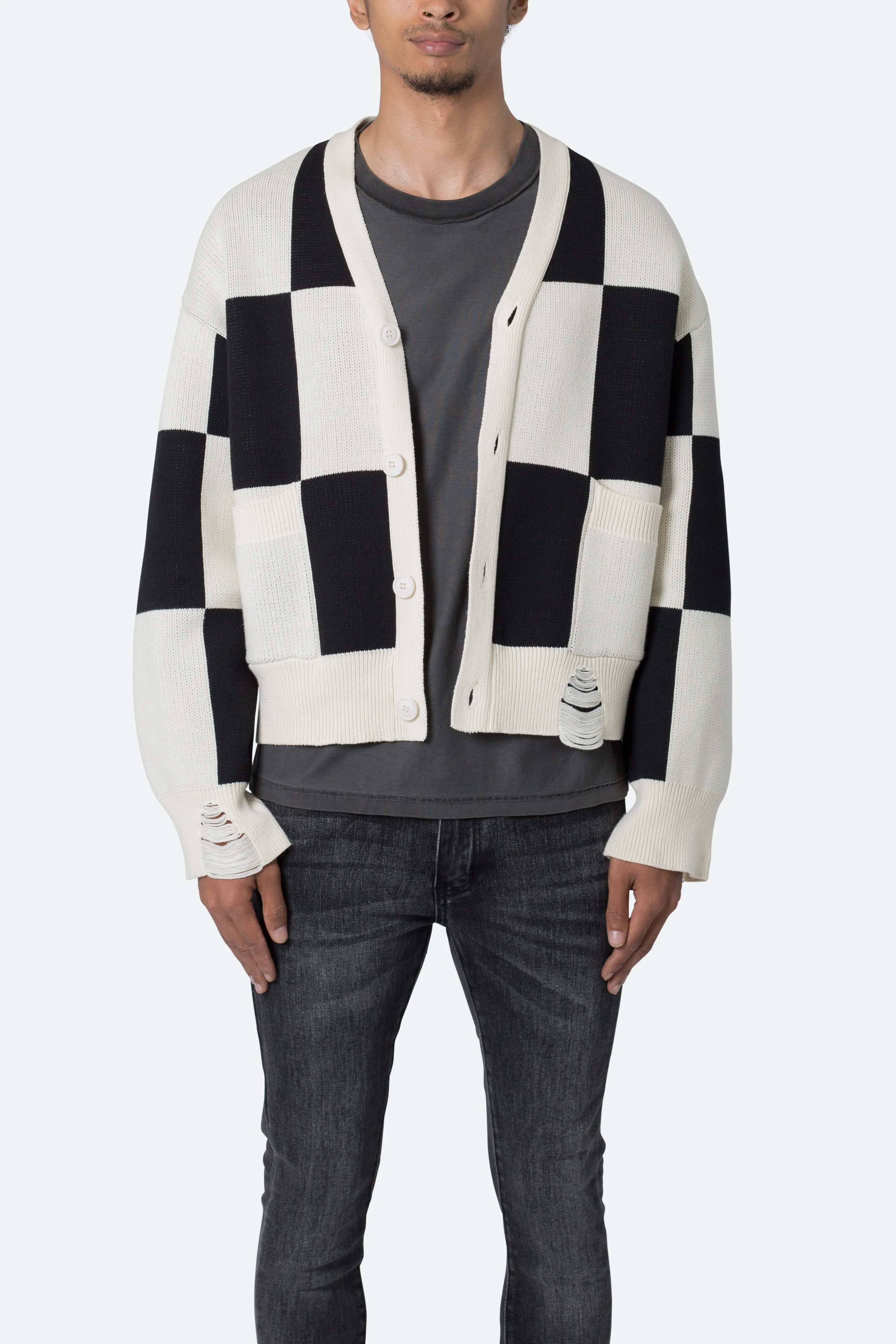 Checkered Cardigan - Black/White sold by MNML product image thumbnail 2