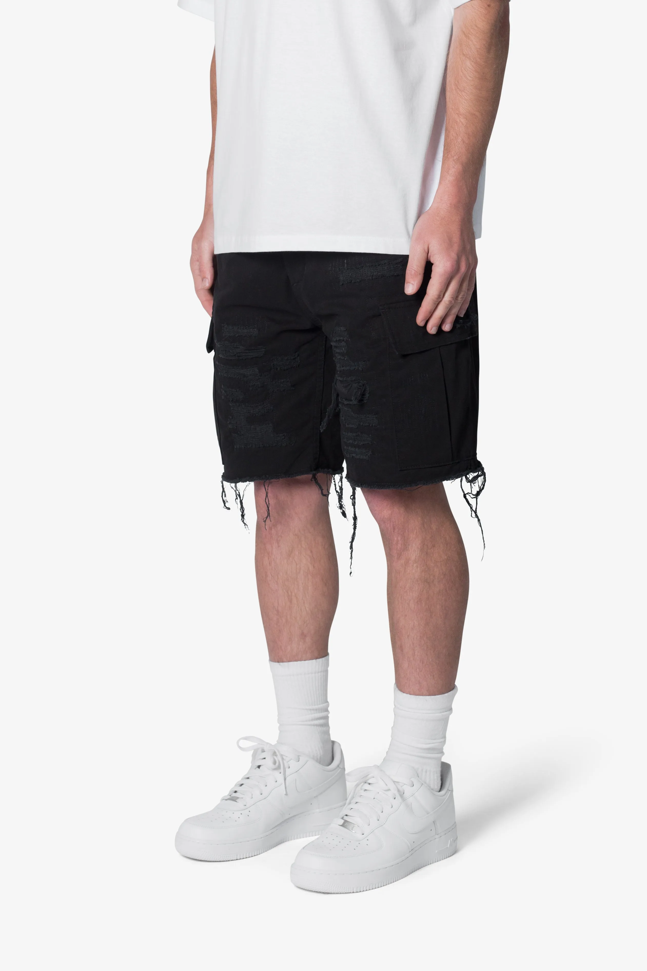Distressed Cargo Shorts - Washed Black sold by MNML product image thumbnail 4