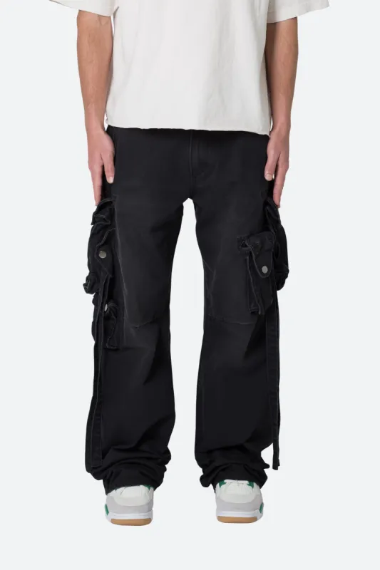 Strapped Multi Cargo Pants - Black sold by MNML