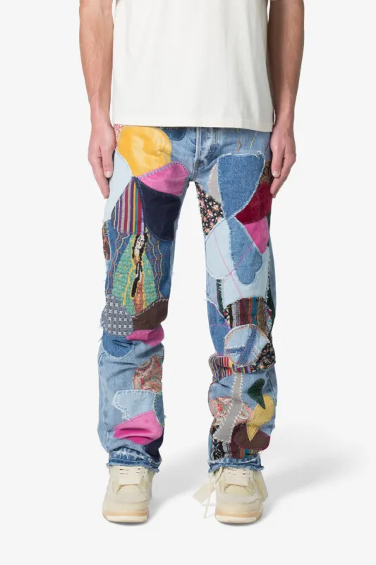 V647 Baggy Patchwork Denim - Blue/Multi sold by MNML