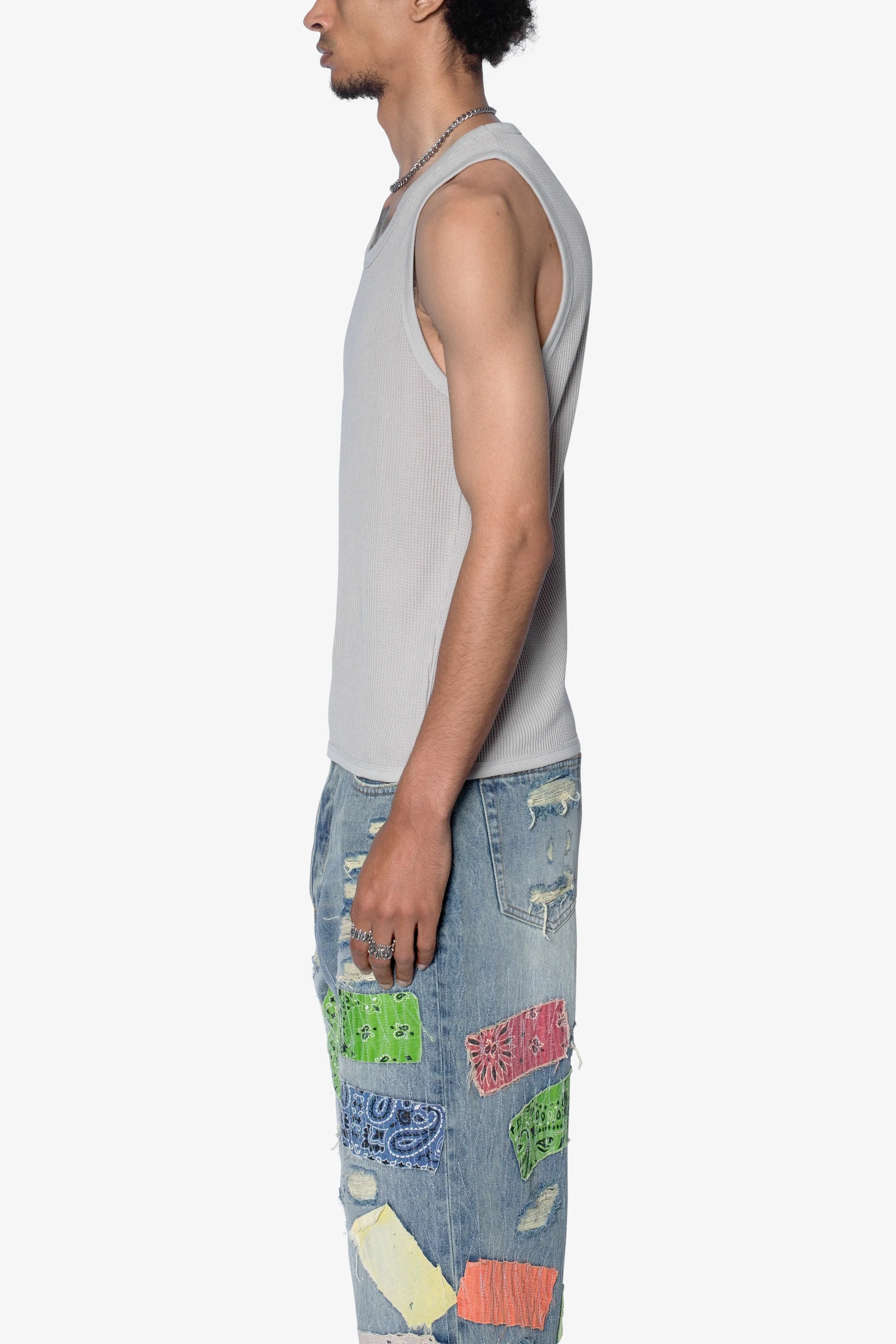 Waffle Knit Tank - Grey sold by MNML product image thumbnail 4