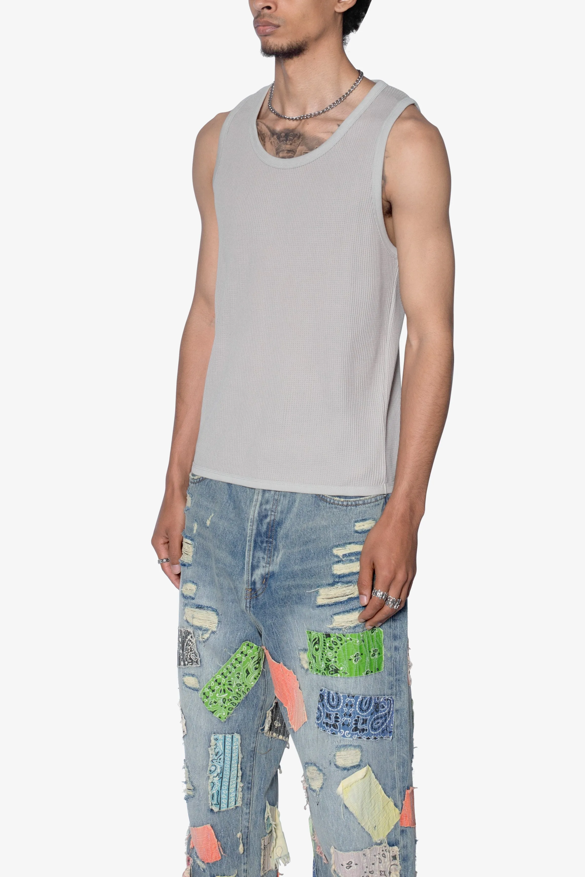 Waffle Knit Tank - Grey sold by MNML product image thumbnail 3