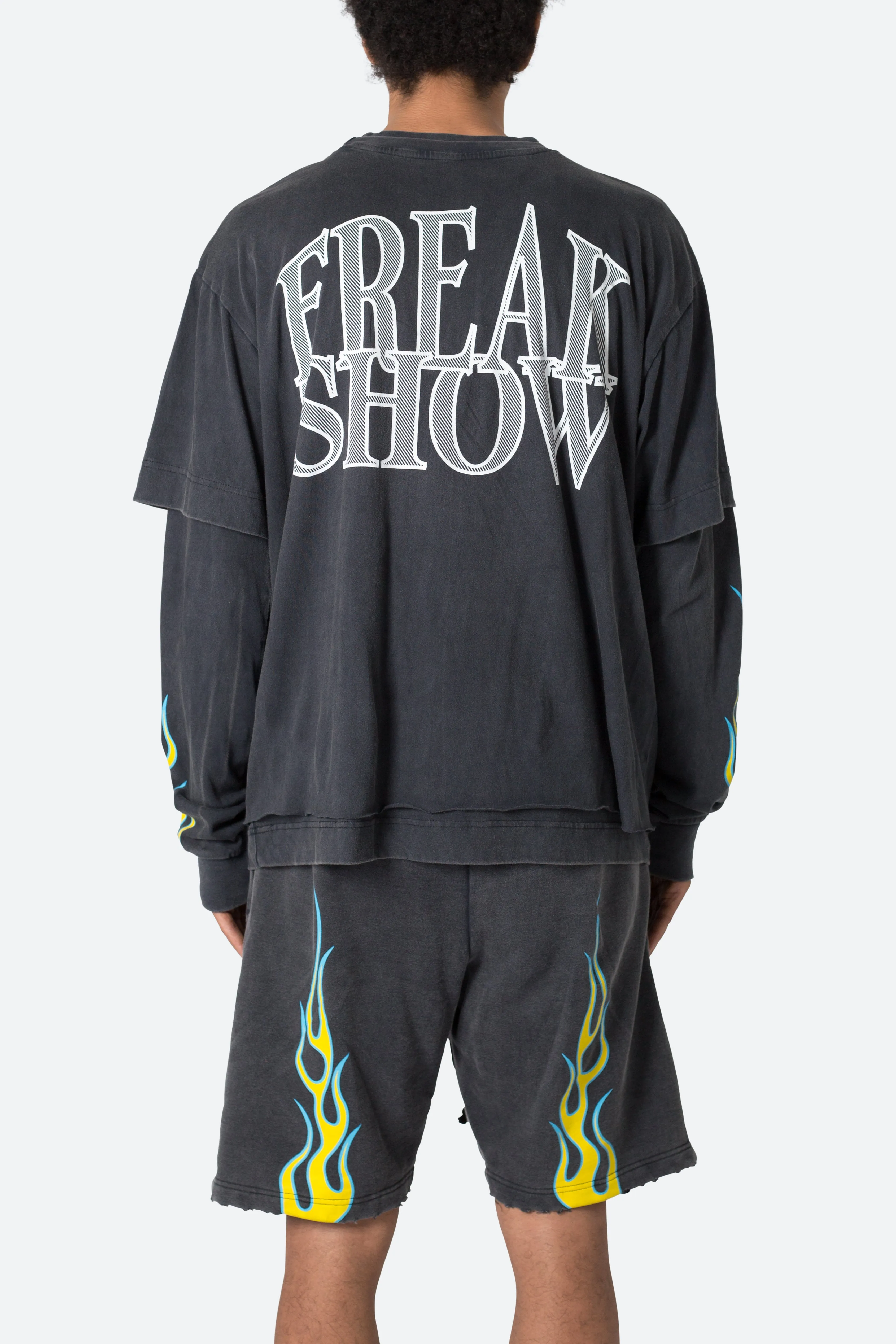 Flame Double Layer L/S Tee - Black sold by MNML product image thumbnail 4