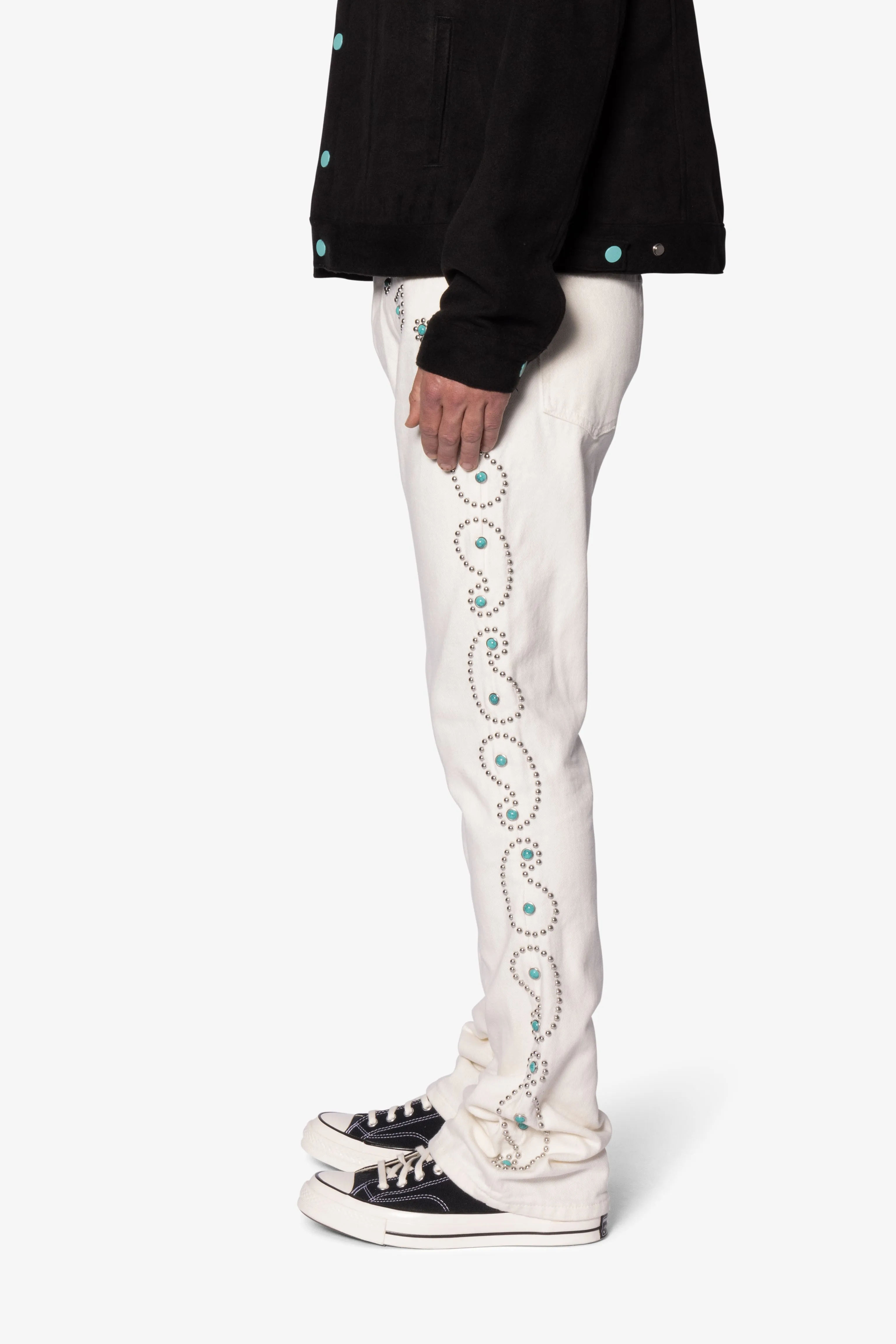 B660 Paisley Stud Flare Pants - Ivory sold by MNML product image thumbnail 5